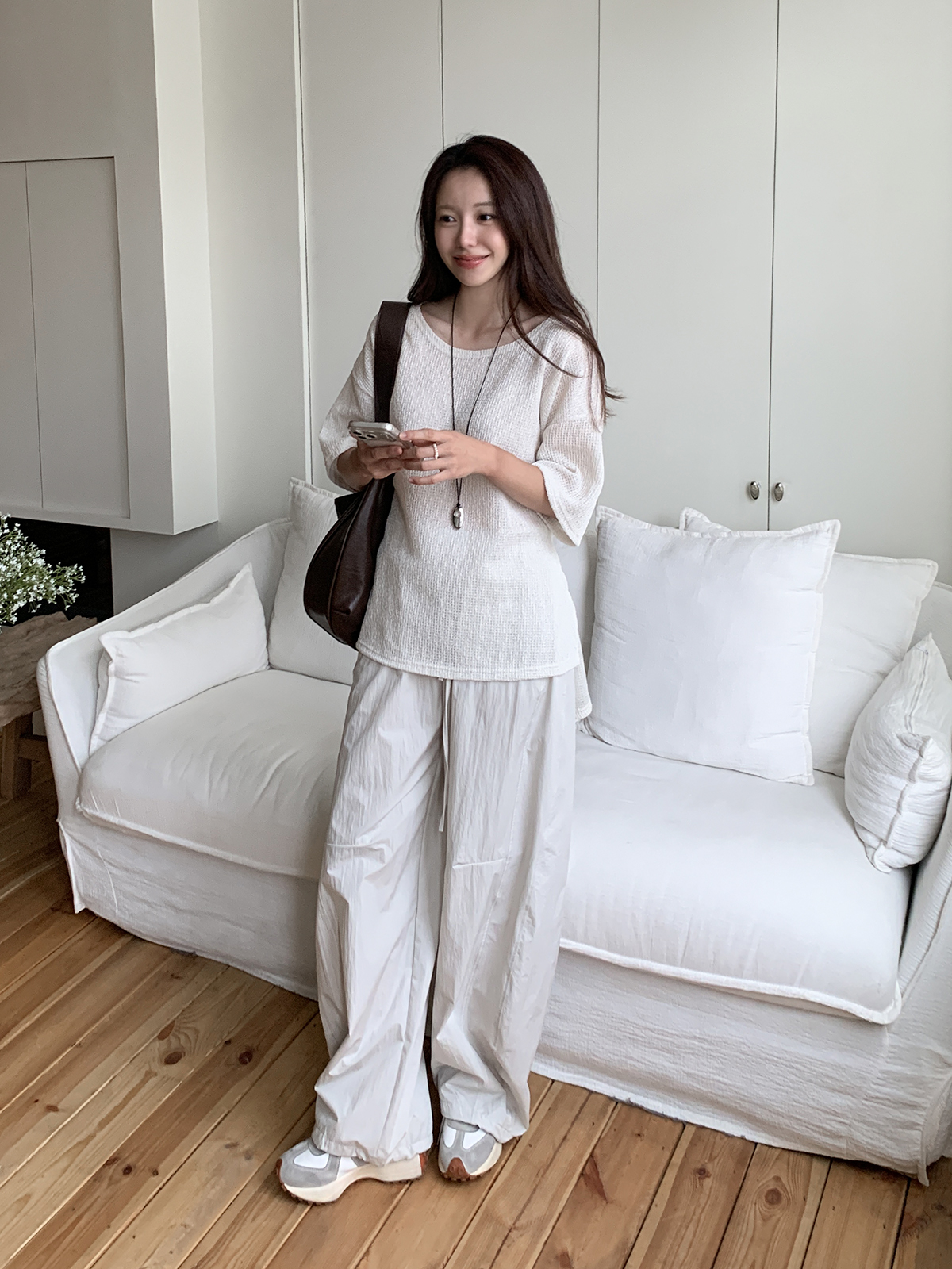 シースルーラウンドネックロングニット | 詳細画像7