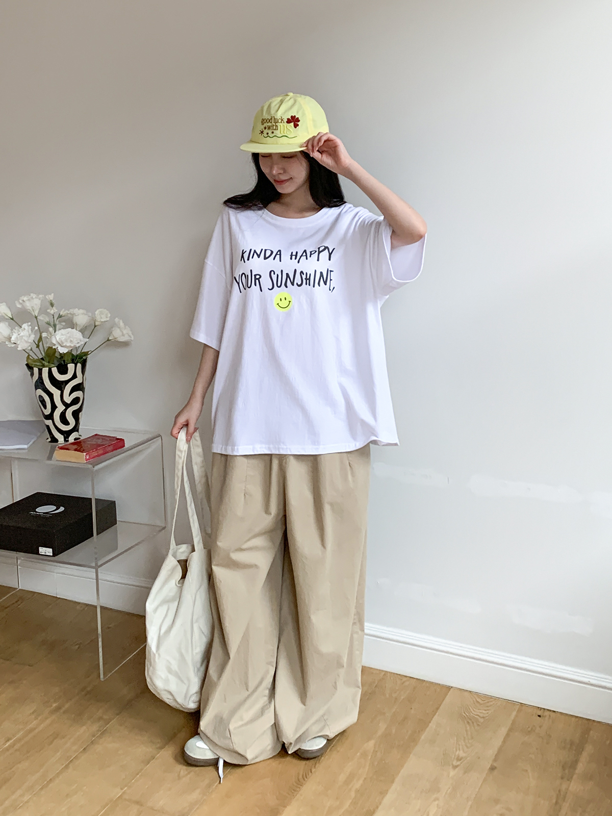 ラウンドネックボクシールーズ半袖レタリングTシャツ | 詳細画像4