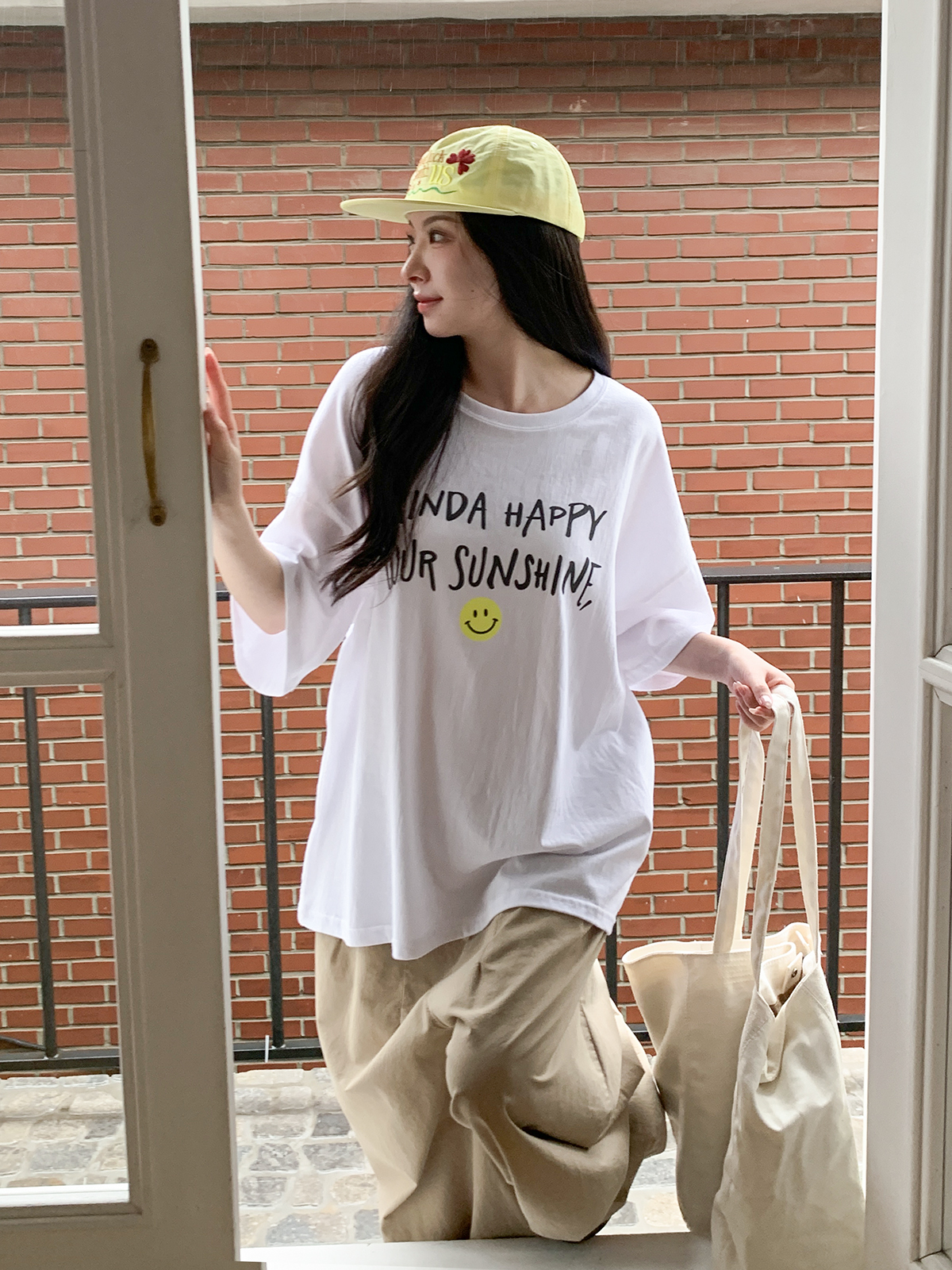 ラウンドネックボクシールーズ半袖レタリングTシャツ | 詳細画像7