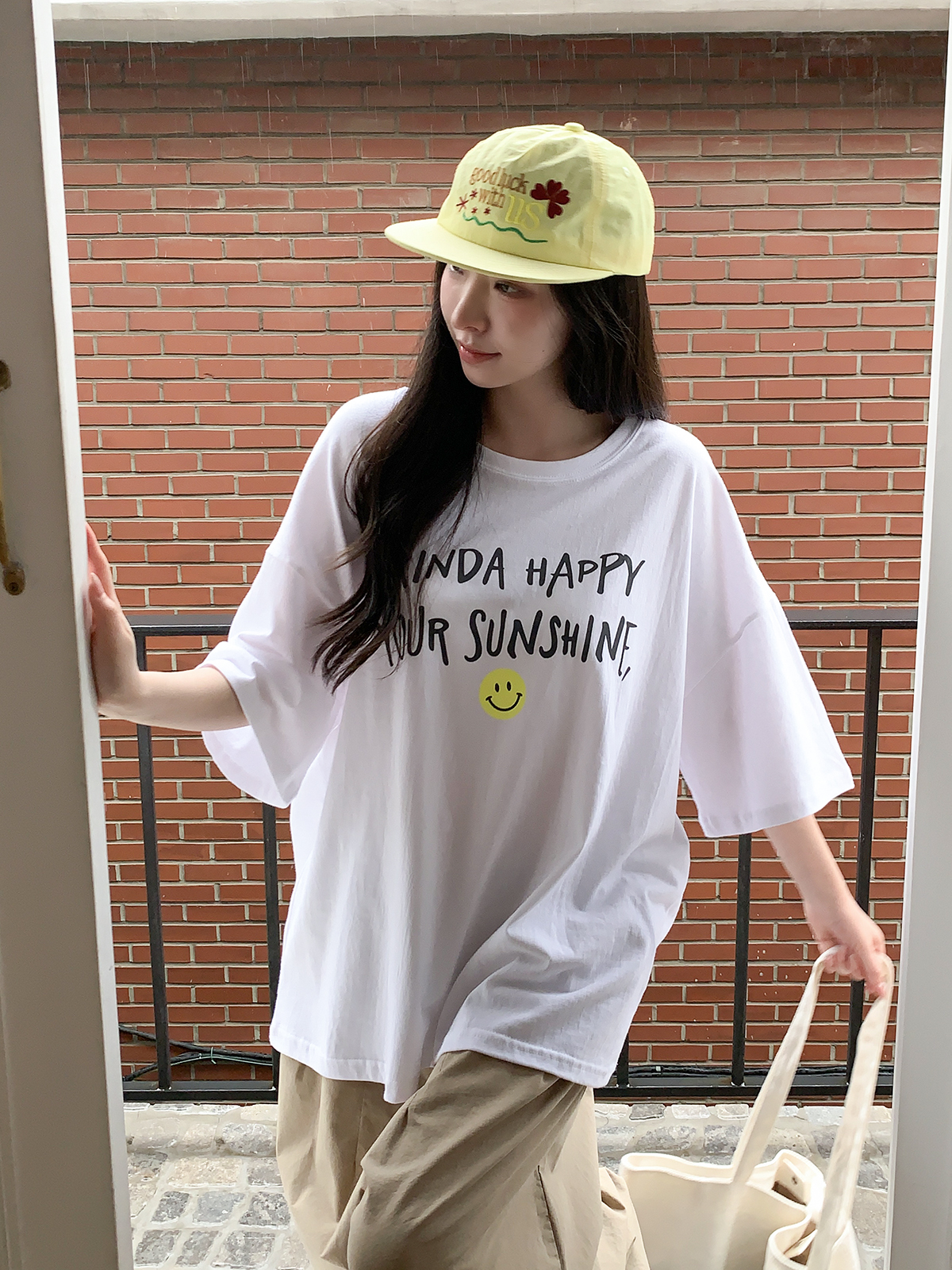 ラウンドネックボクシールーズ半袖レタリングTシャツ | 詳細画像8