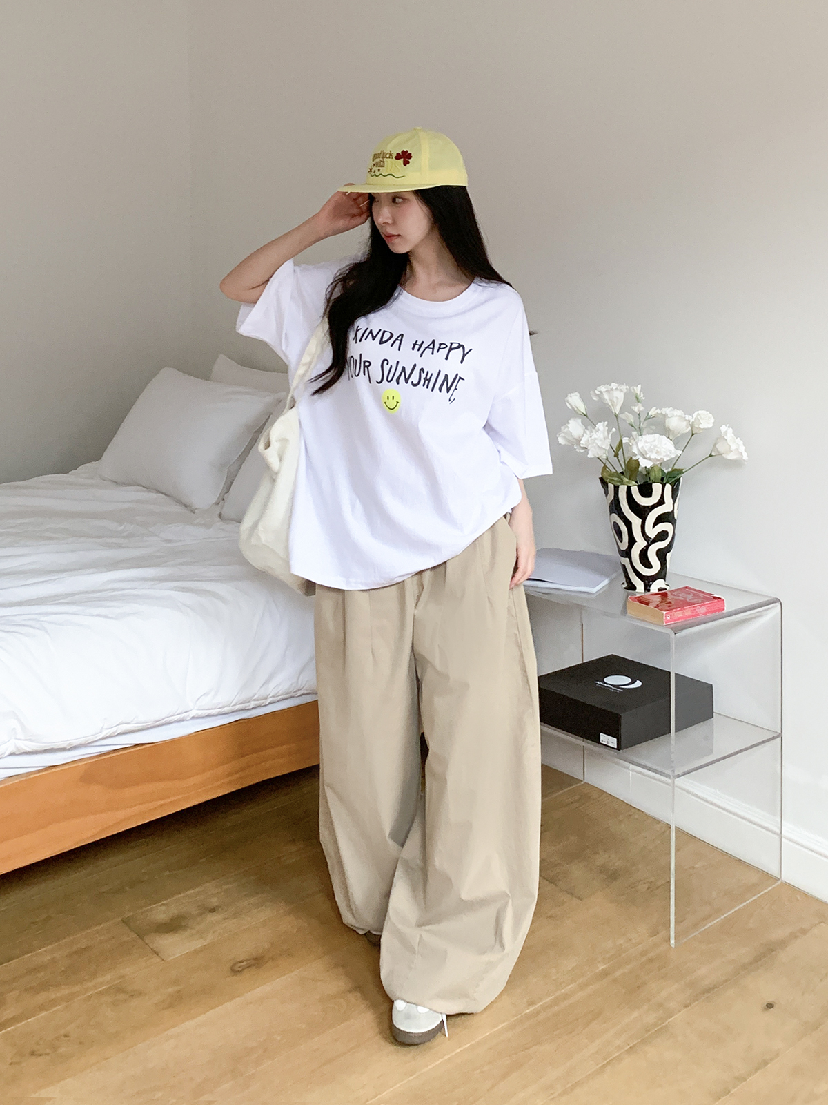 ラウンドネックボクシールーズ半袖レタリングTシャツ | 詳細画像9