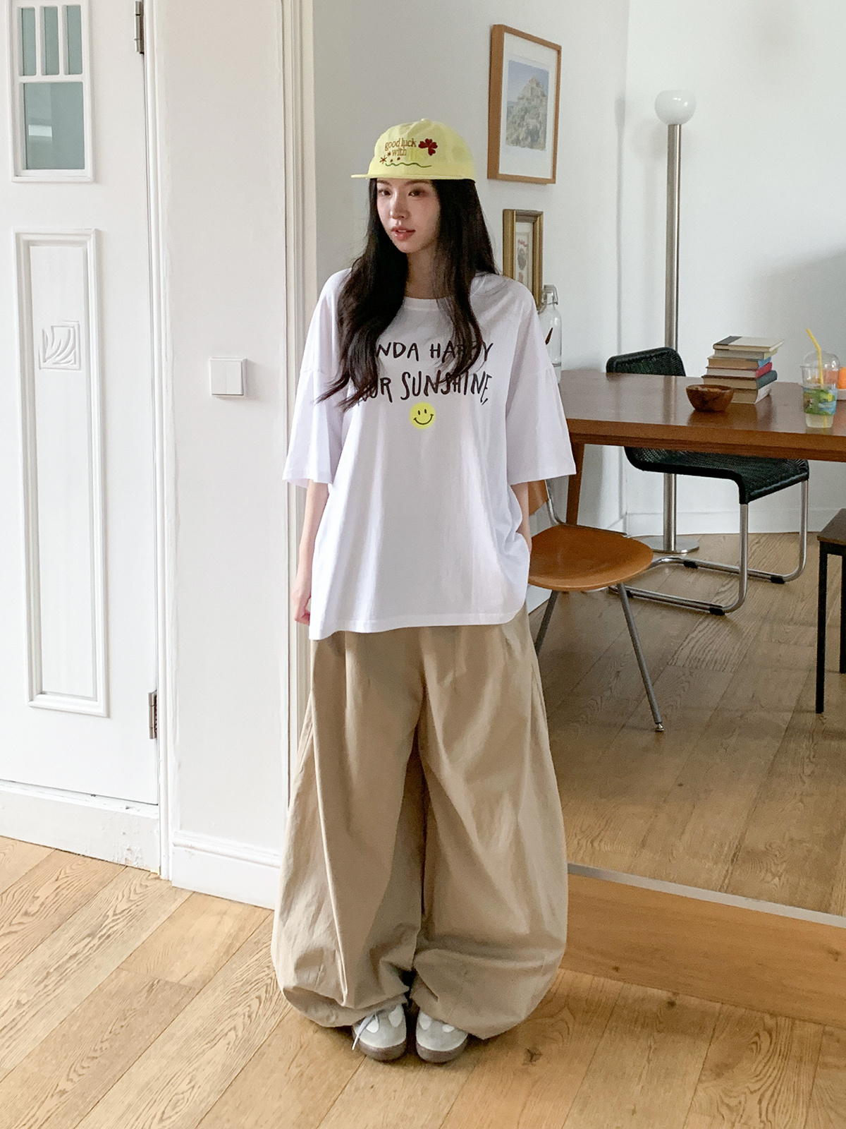 ラウンドネックボクシールーズ半袖レタリングTシャツ | 詳細画像10
