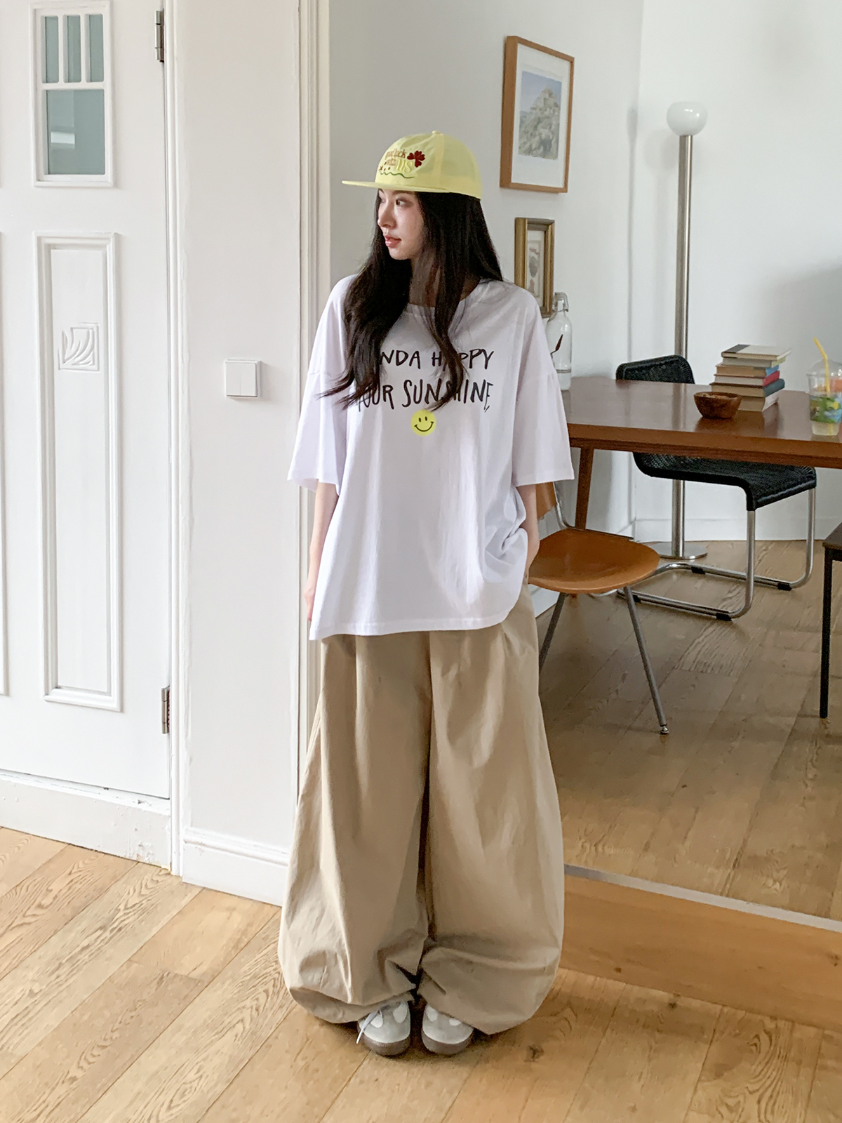 ラウンドネックボクシールーズ半袖レタリングTシャツ | 詳細画像11