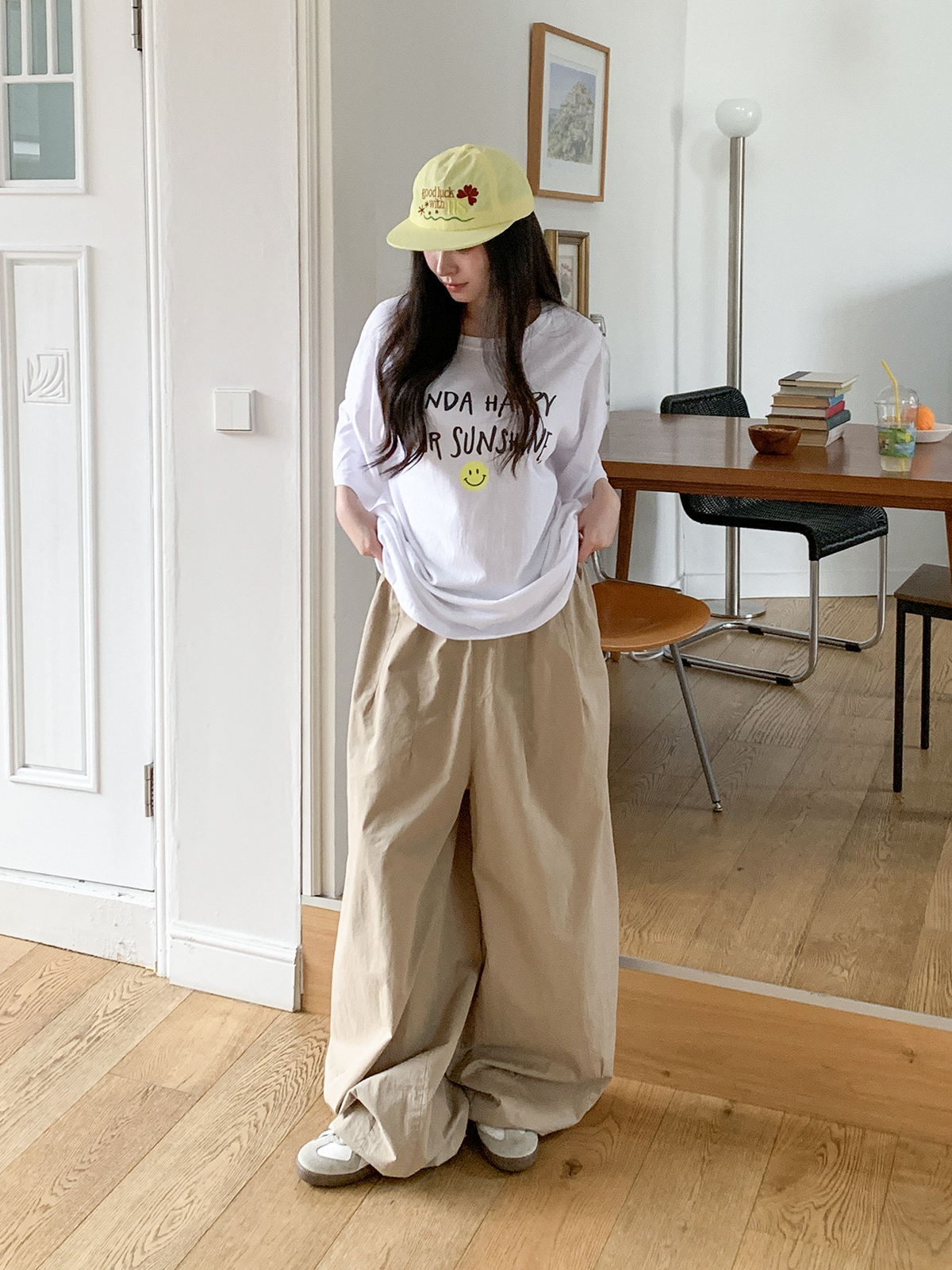 ラウンドネックボクシールーズ半袖レタリングTシャツ | 詳細画像12