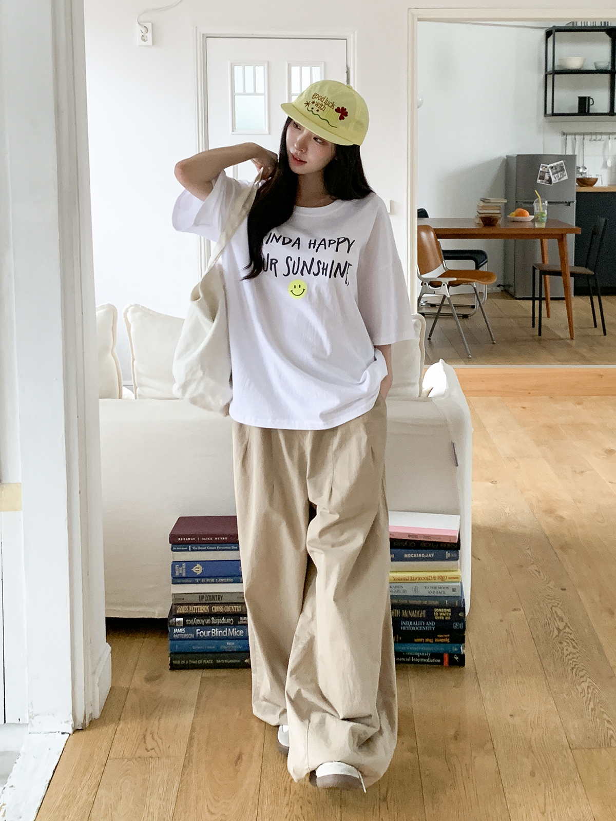 ラウンドネックボクシールーズ半袖レタリングTシャツ | 詳細画像18