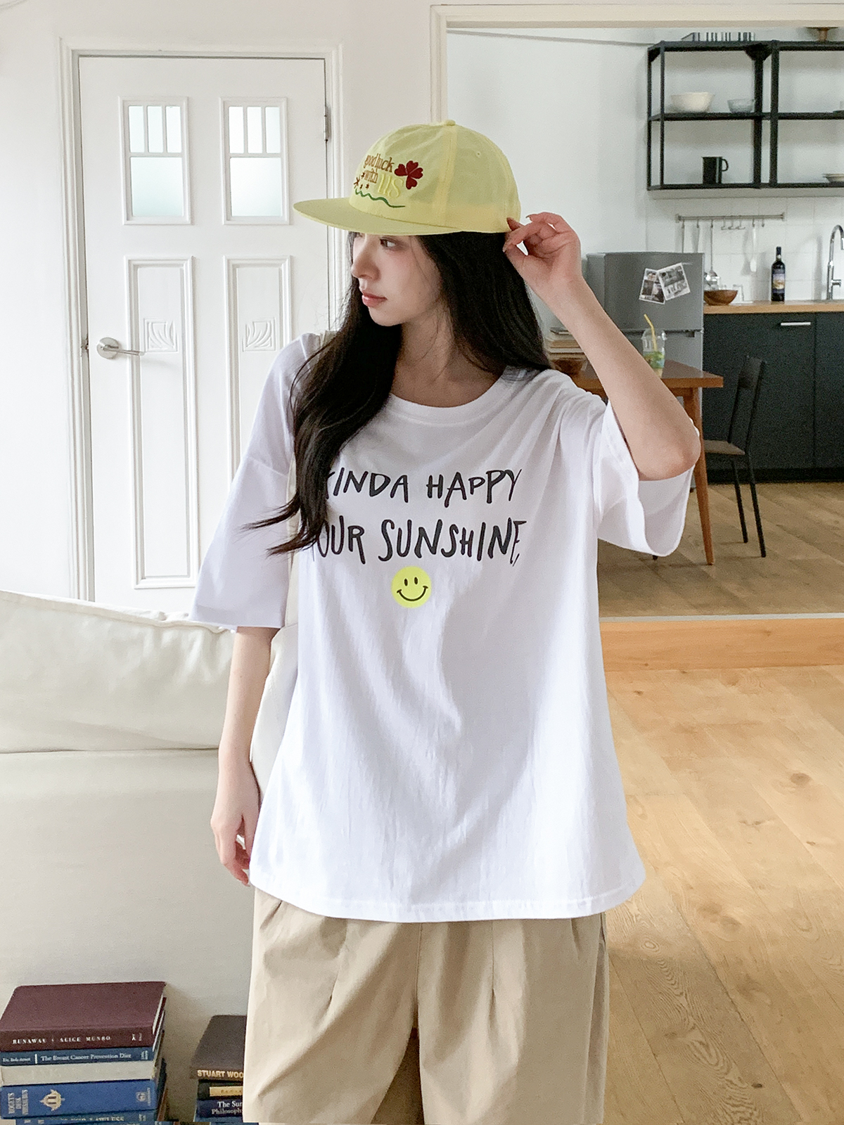 ラウンドネックボクシールーズ半袖レタリングTシャツ | 詳細画像19