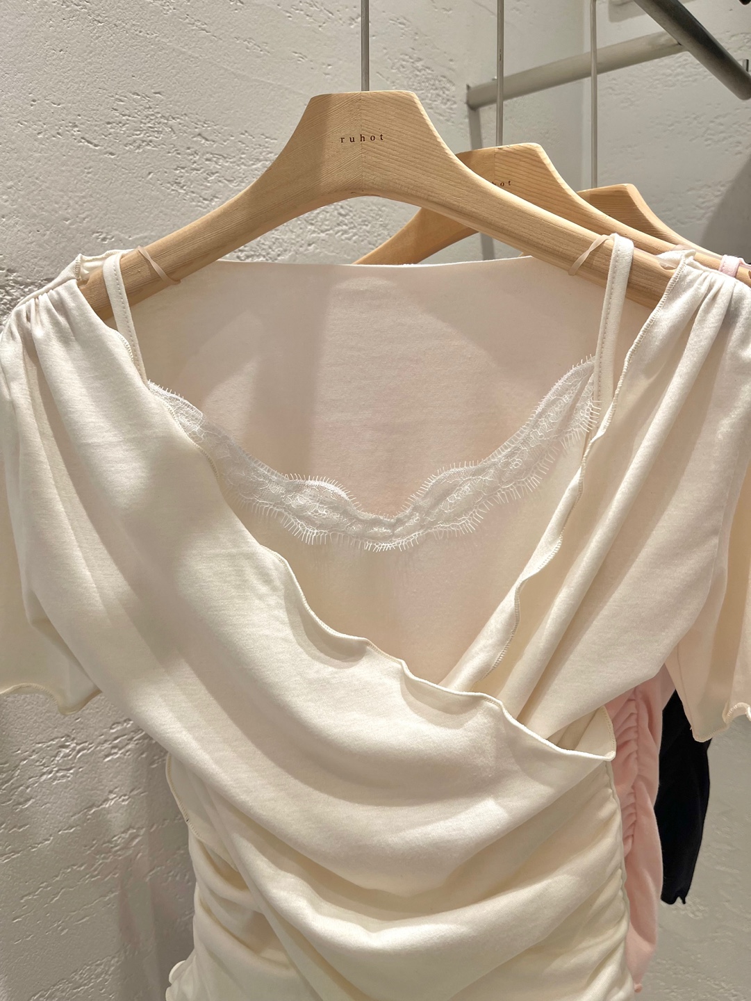 レースメロウスリムレイヤード風カシュクール半袖Tシャツ | 詳細画像9