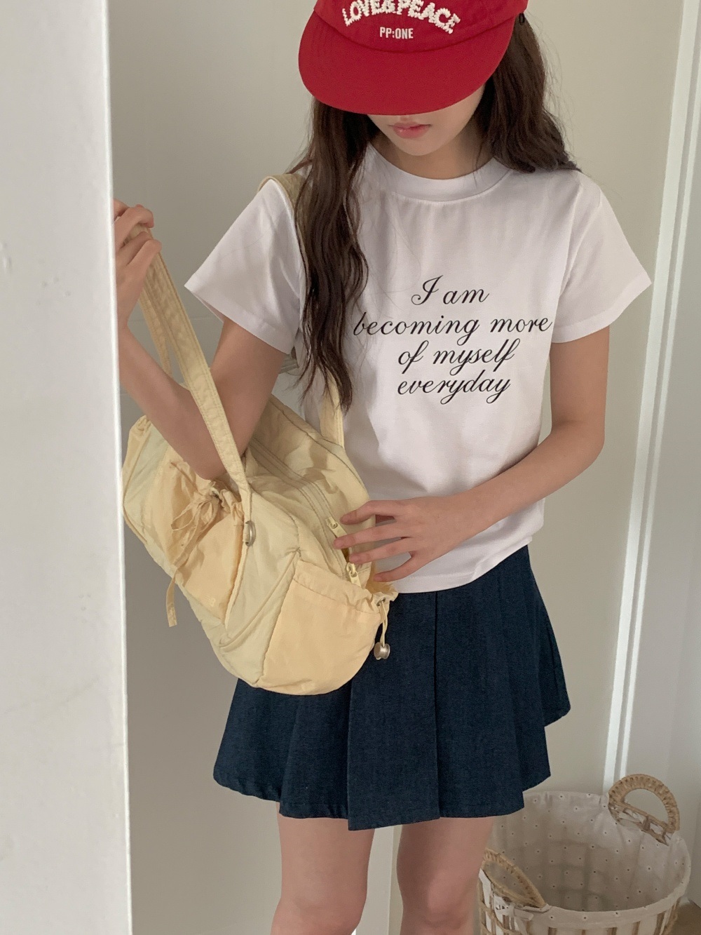 ラウンドネックスリム半袖レタリングTシャツ | 詳細画像3