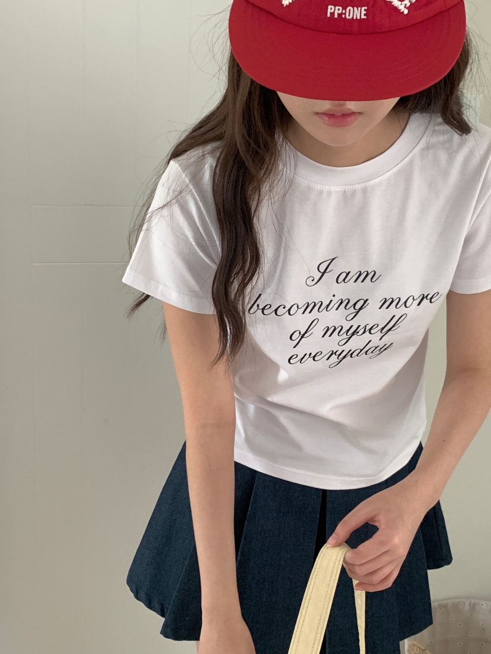 ラウンドネックスリム半袖レタリングTシャツ | 詳細画像4