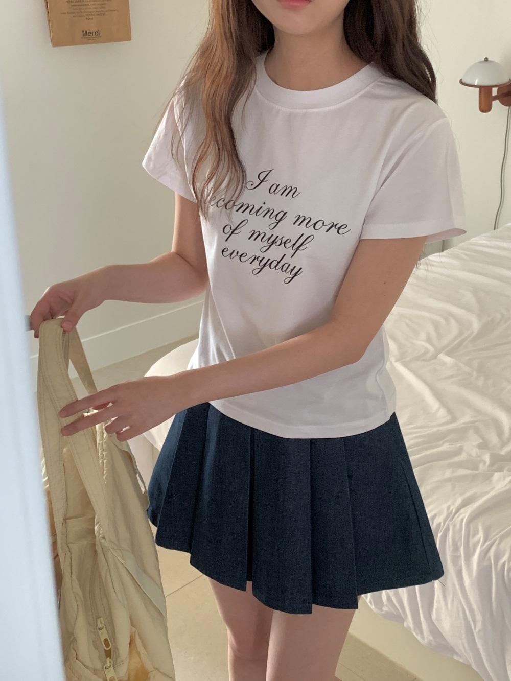ラウンドネックスリム半袖レタリングTシャツ | 詳細画像6