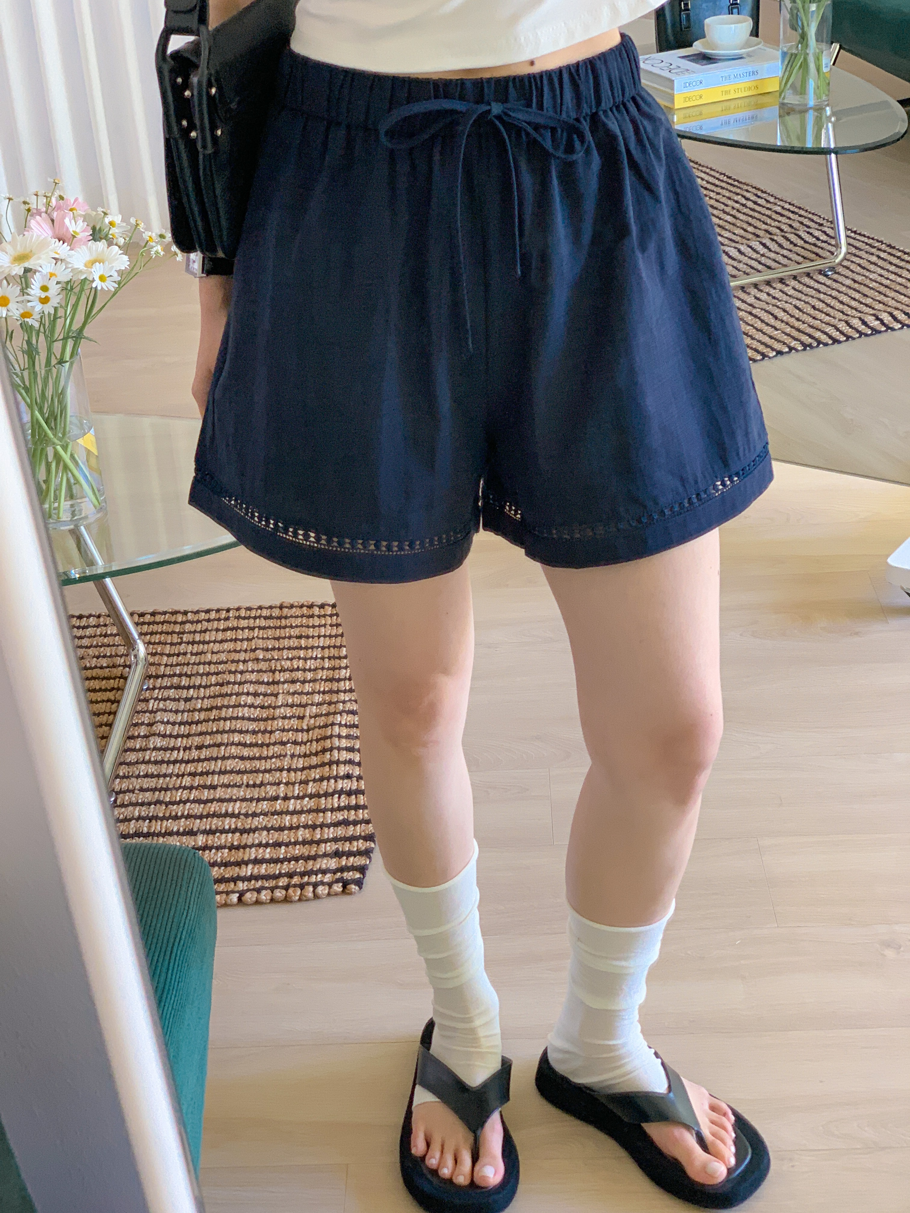 ドローストリングパンチングウエストゴムワイドショートパンツ | 詳細画像15