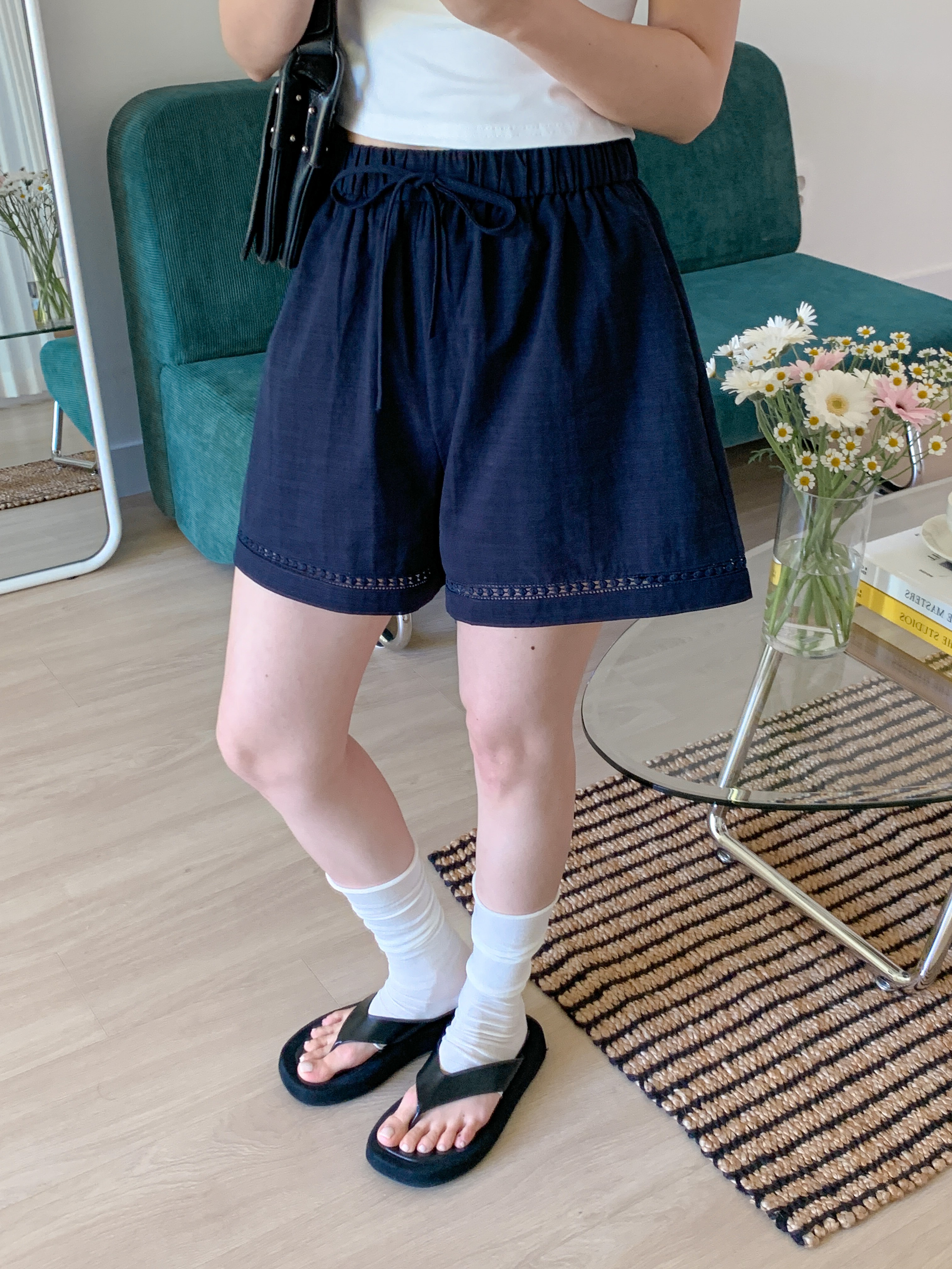 ドローストリングパンチングウエストゴムワイドショートパンツ | 詳細画像19