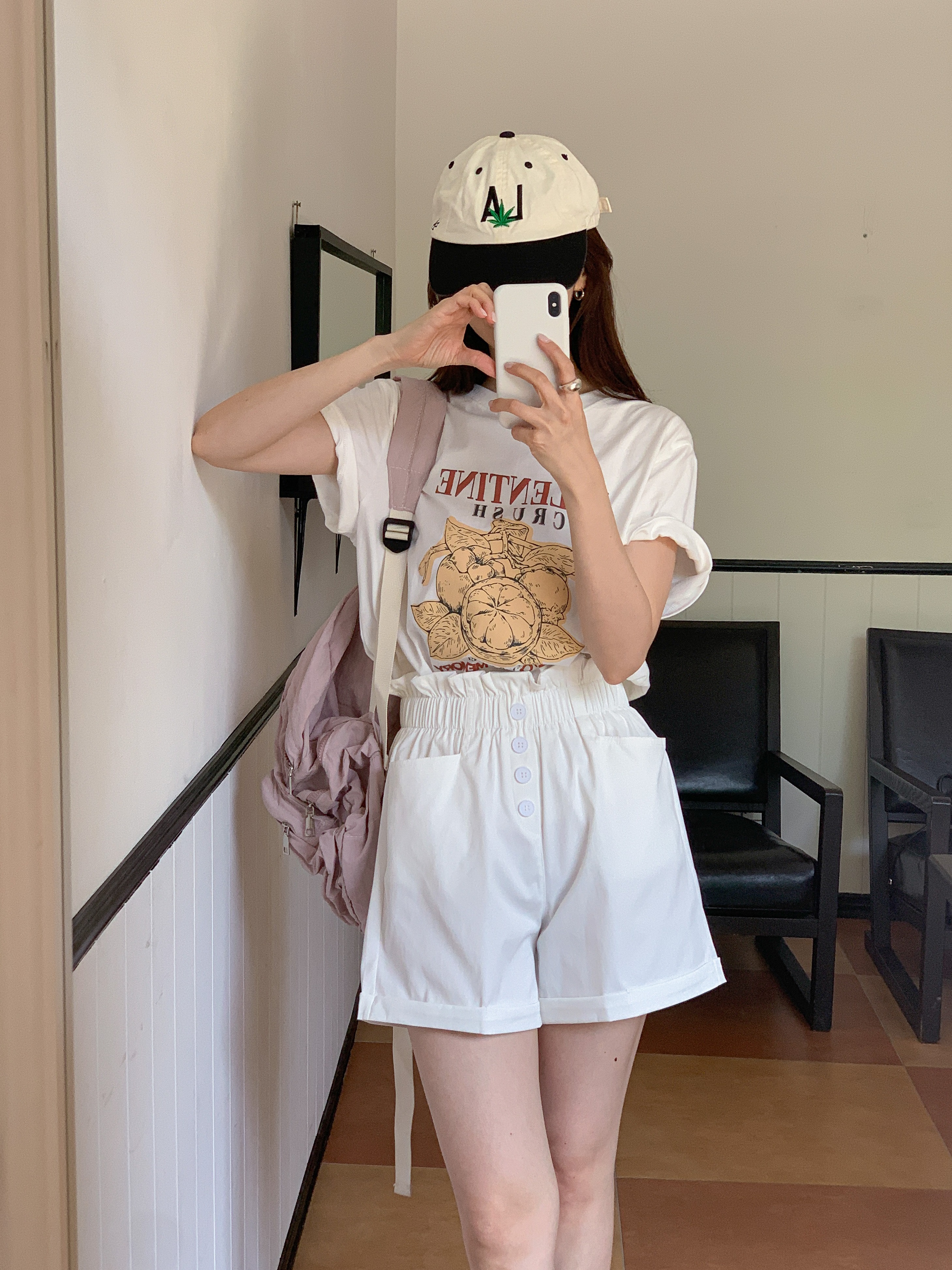 フリルウエストゴムロールアップフェイクボタンショートパンツ | 詳細画像18