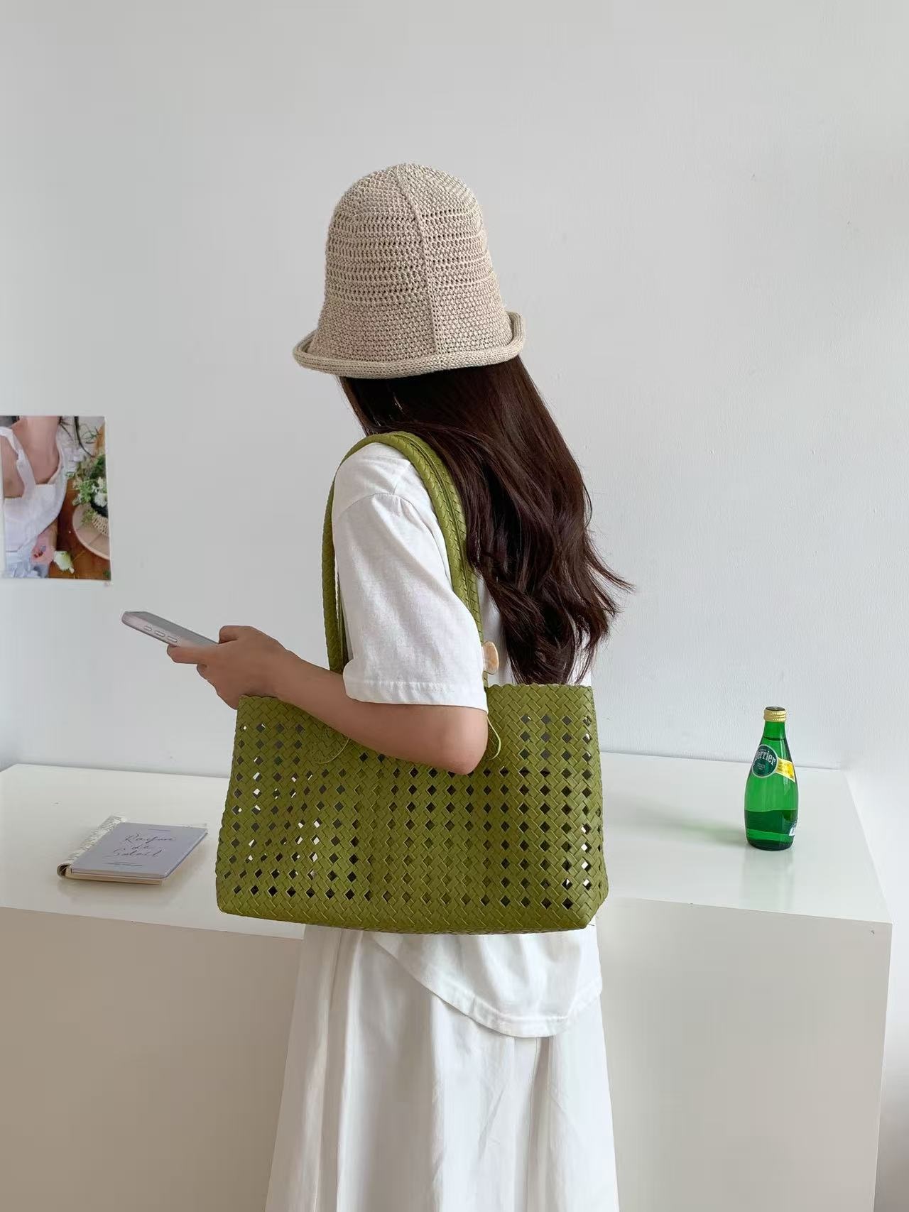 ローライズパンチングウィービングマグネットボタントートバッグポーチ付 | 詳細画像11