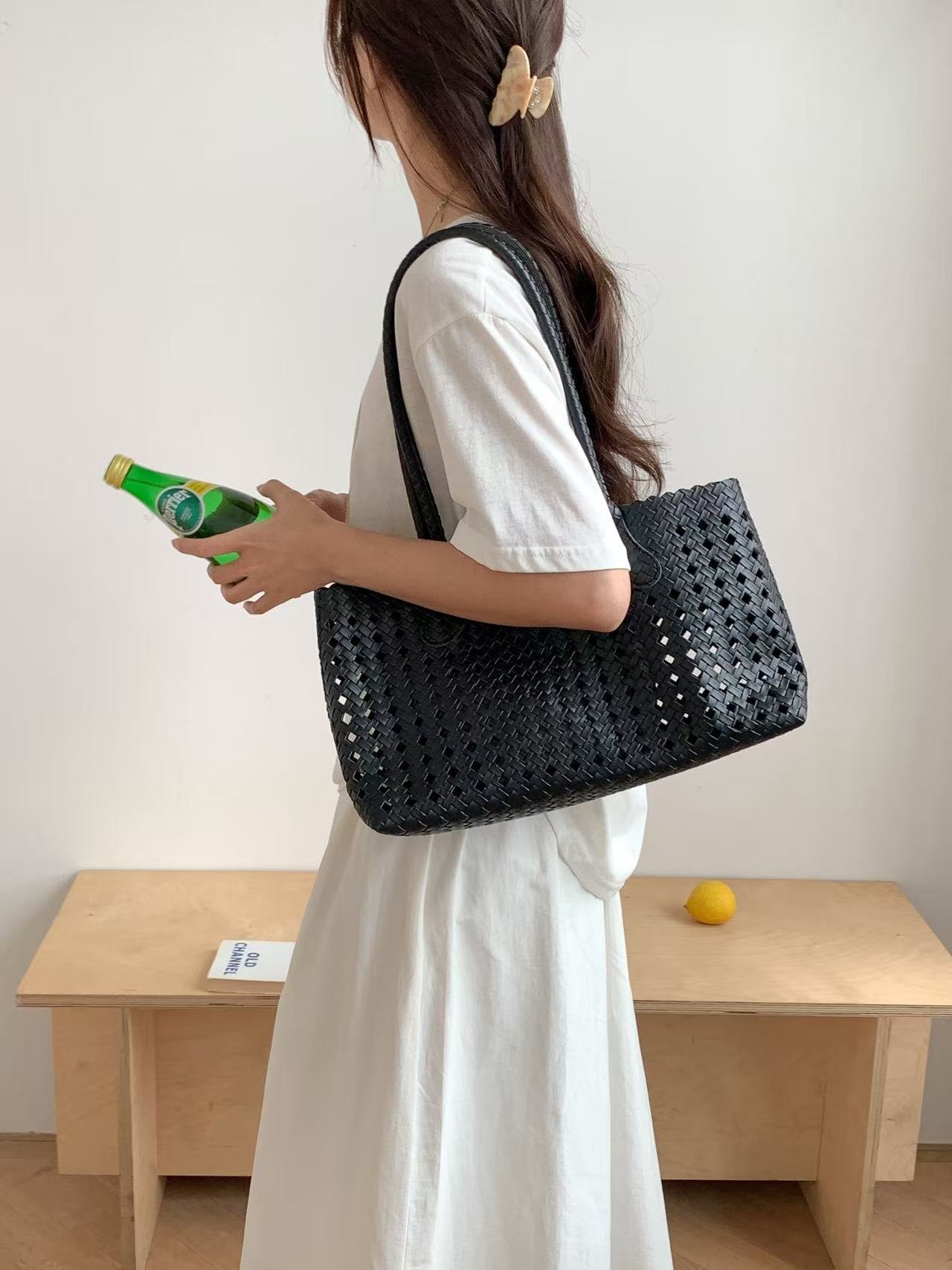 ローライズパンチングウィービングマグネットボタントートバッグポーチ付 | 詳細画像12