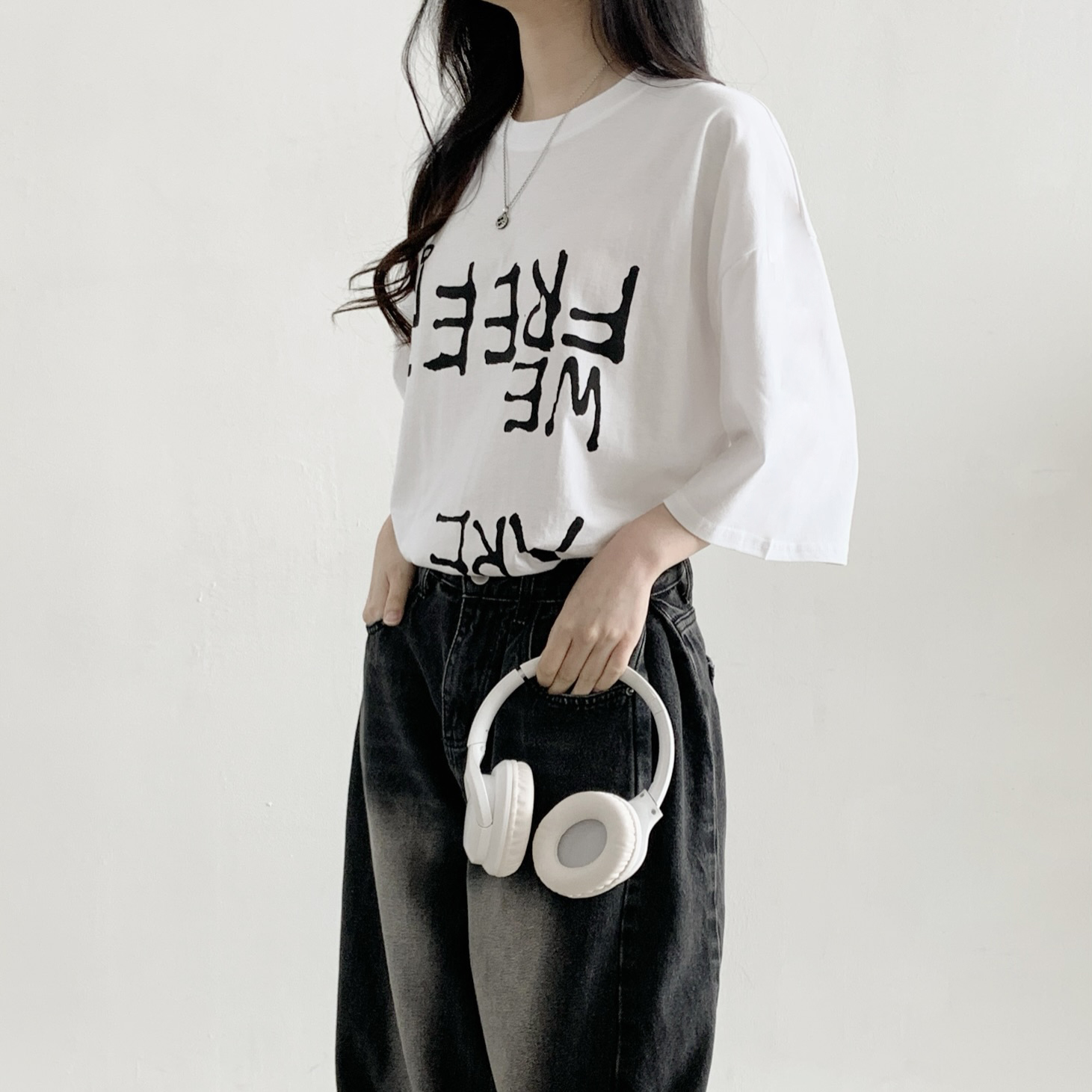コットンラウンドネックボクシー半袖レタリングTシャツ | 詳細画像9