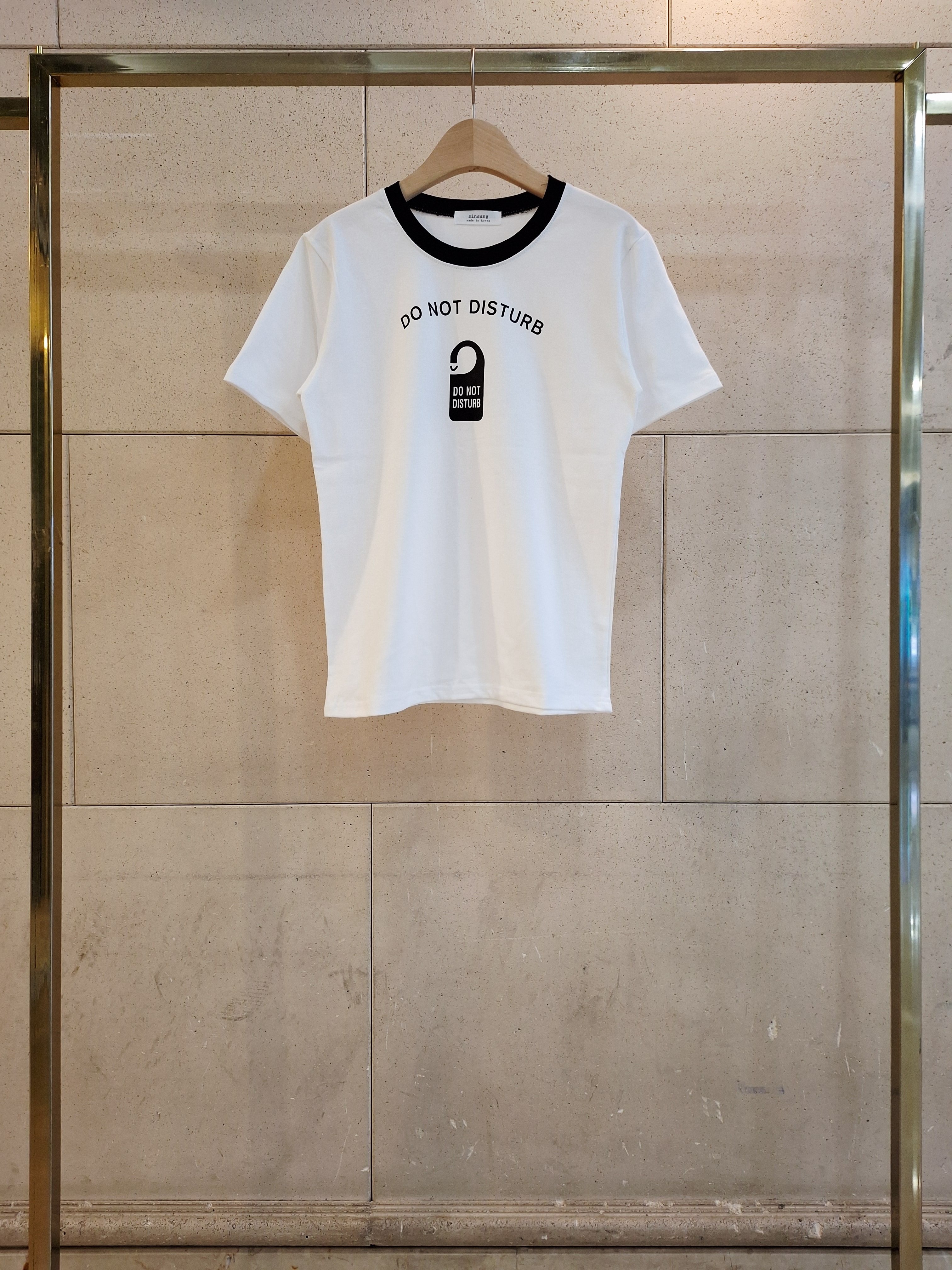 ラウンドネックシンプルスリムレタリング配色Tシャツ | 詳細画像2