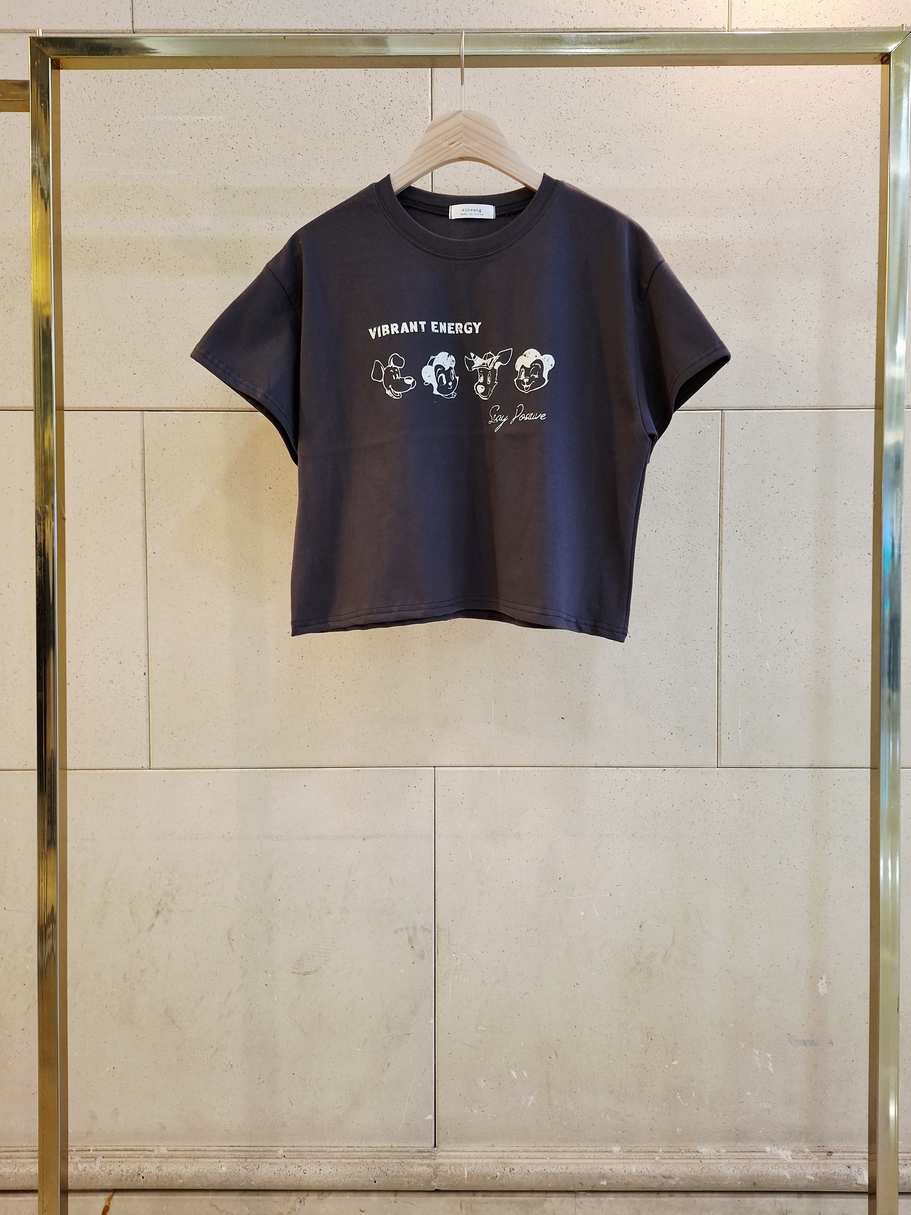 ラウンドネッククロップドワイドドロップショルダープリントTシャツ | 詳細画像6