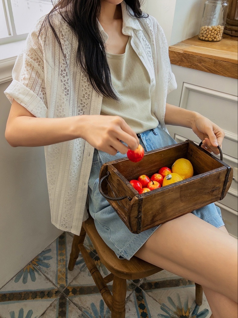 シースルーボタンベーシック刺繍半袖ブラウス | 詳細画像10