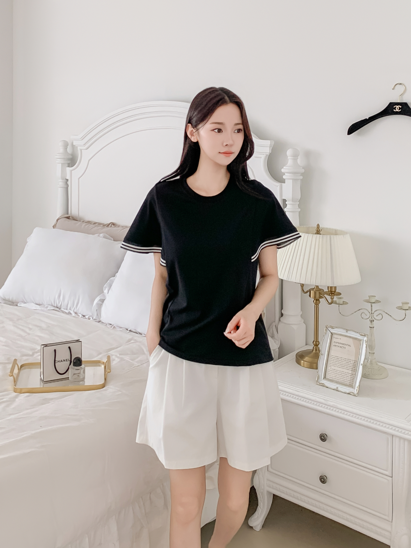 コンビ配色ラウンドネックルーズ半袖ボーダーTシャツ | 詳細画像20