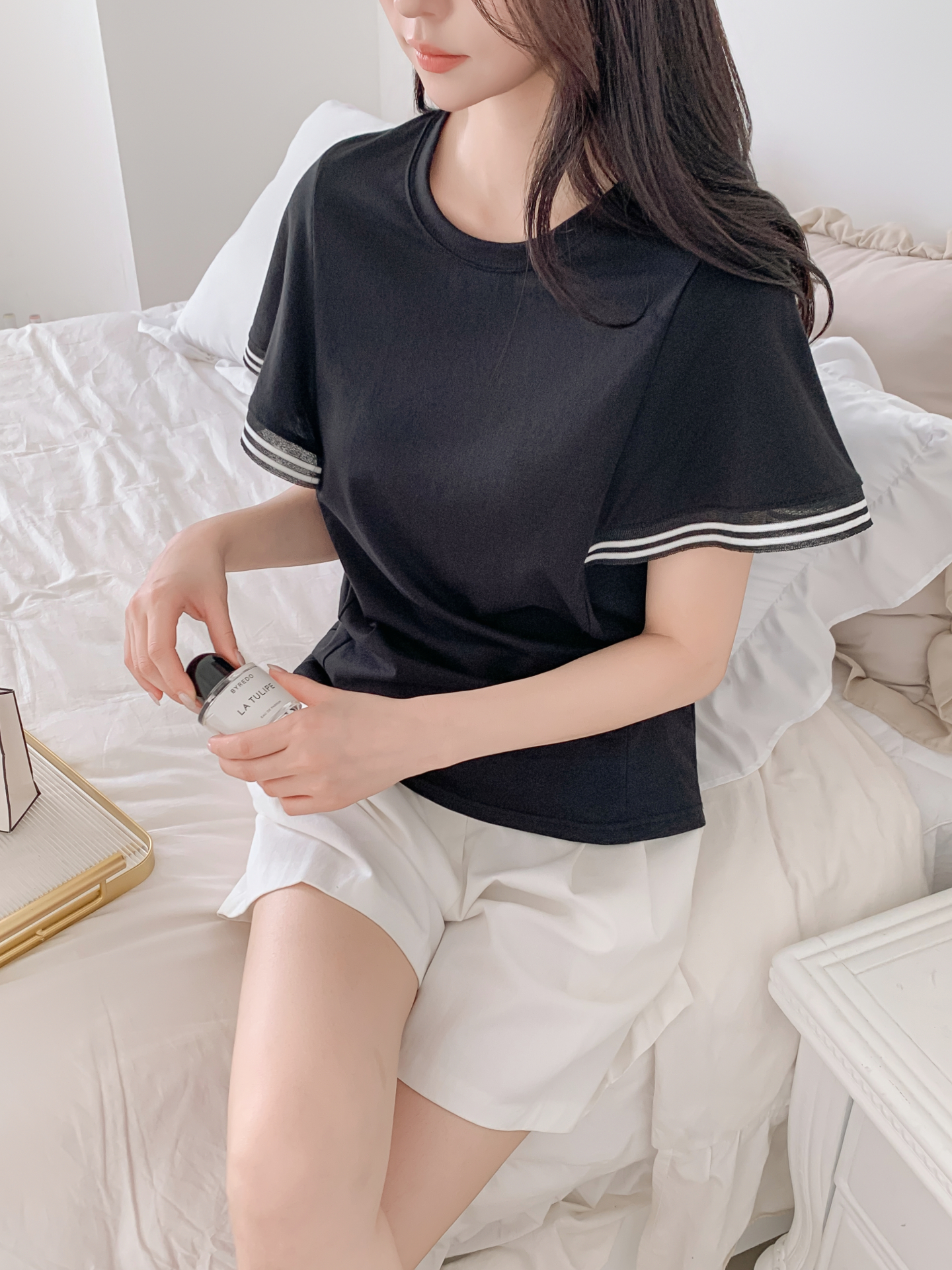 コンビ配色ラウンドネックルーズ半袖ボーダーTシャツ | 詳細画像26
