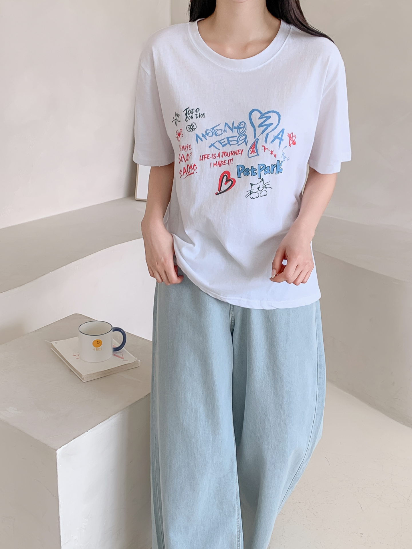 コットンラウンドネックルーズ半袖ロゴTシャツ | 詳細画像2