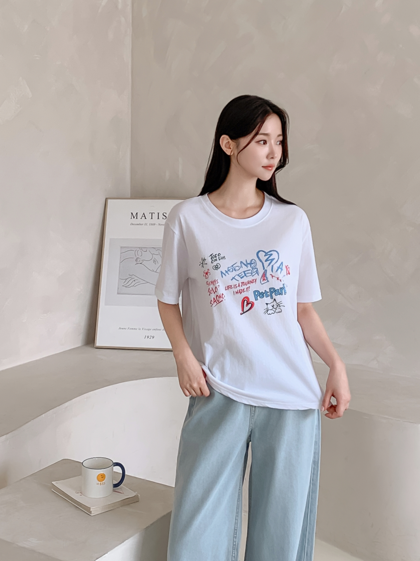 コットンラウンドネックルーズ半袖ロゴTシャツ | 詳細画像3