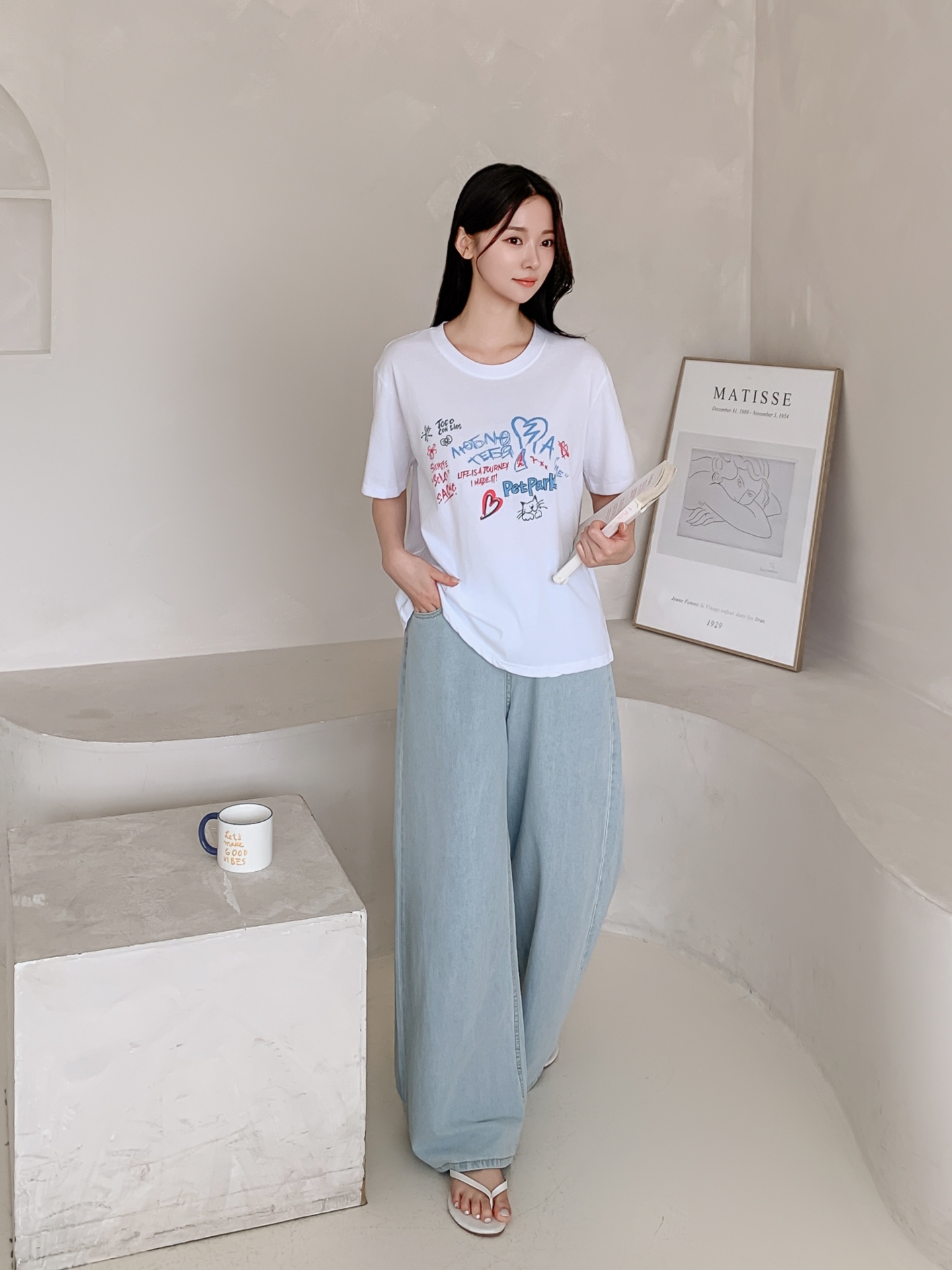 コットンラウンドネックルーズ半袖ロゴTシャツ | 詳細画像9