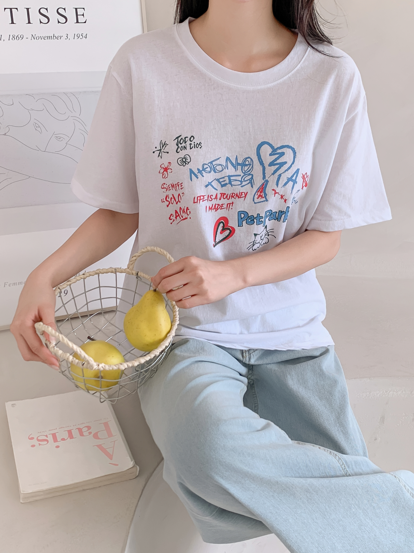 コットンラウンドネックルーズ半袖ロゴTシャツ | 詳細画像10