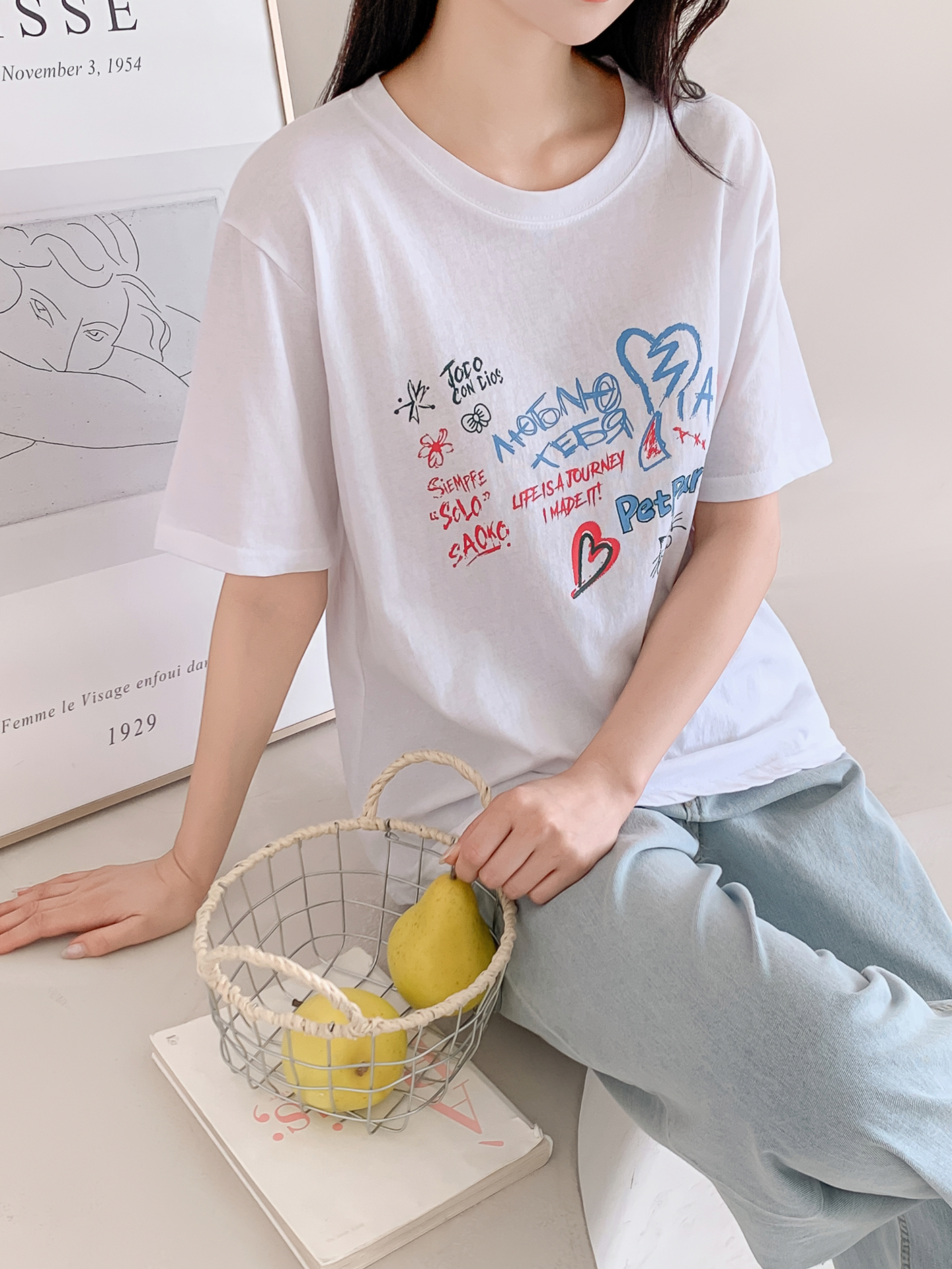 コットンラウンドネックルーズ半袖ロゴTシャツ | 詳細画像11