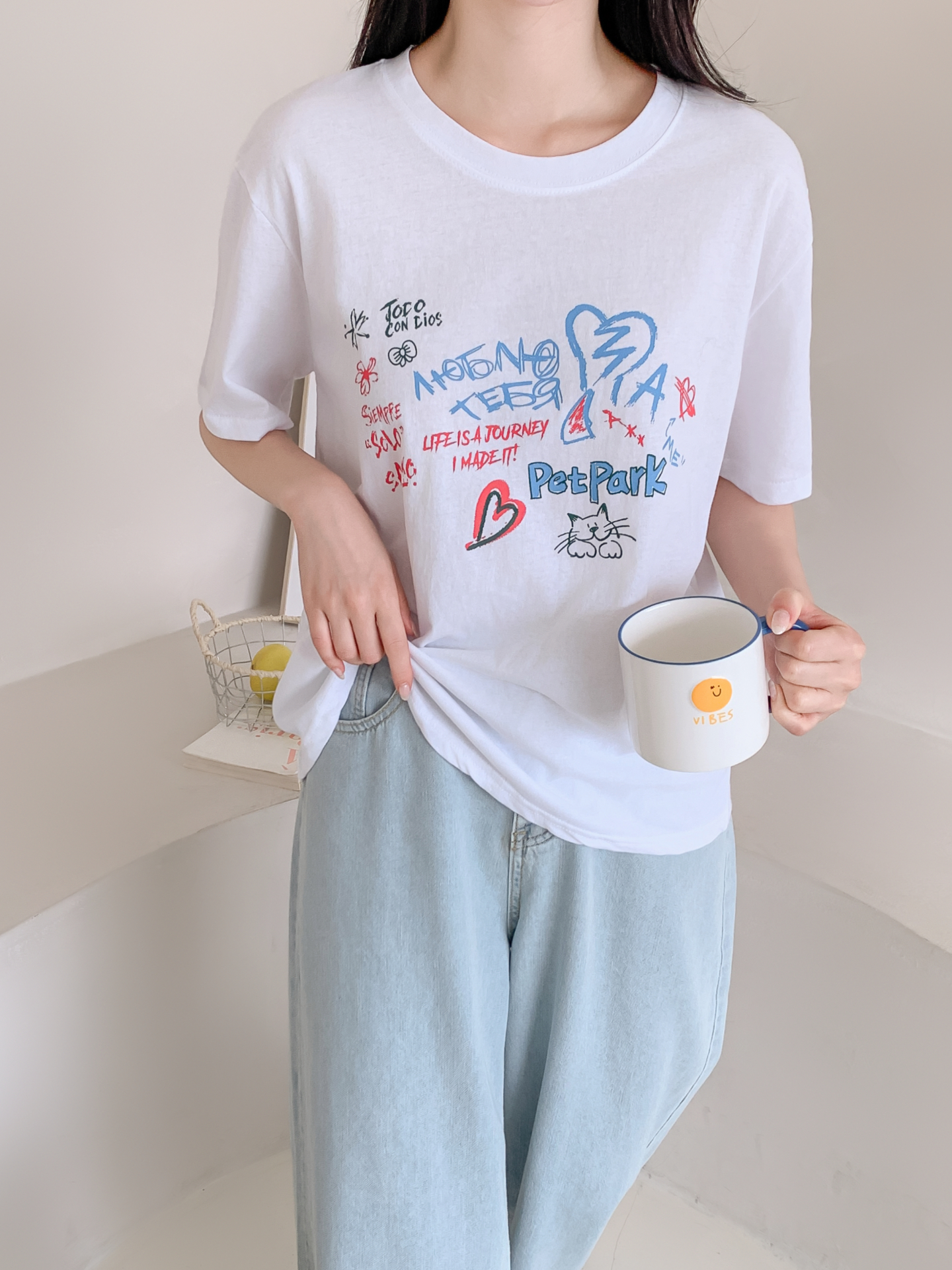 コットンラウンドネックルーズ半袖ロゴTシャツ | 詳細画像12