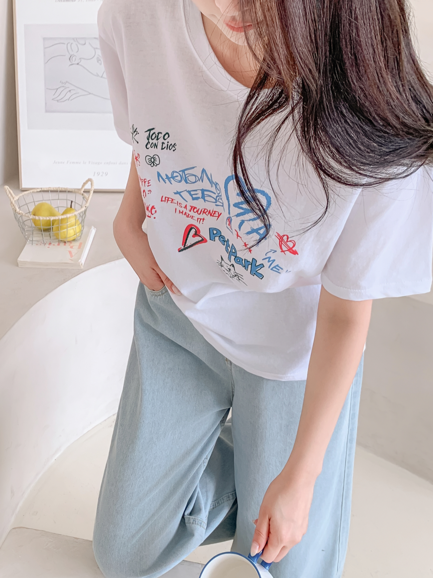 コットンラウンドネックルーズ半袖ロゴTシャツ | 詳細画像15