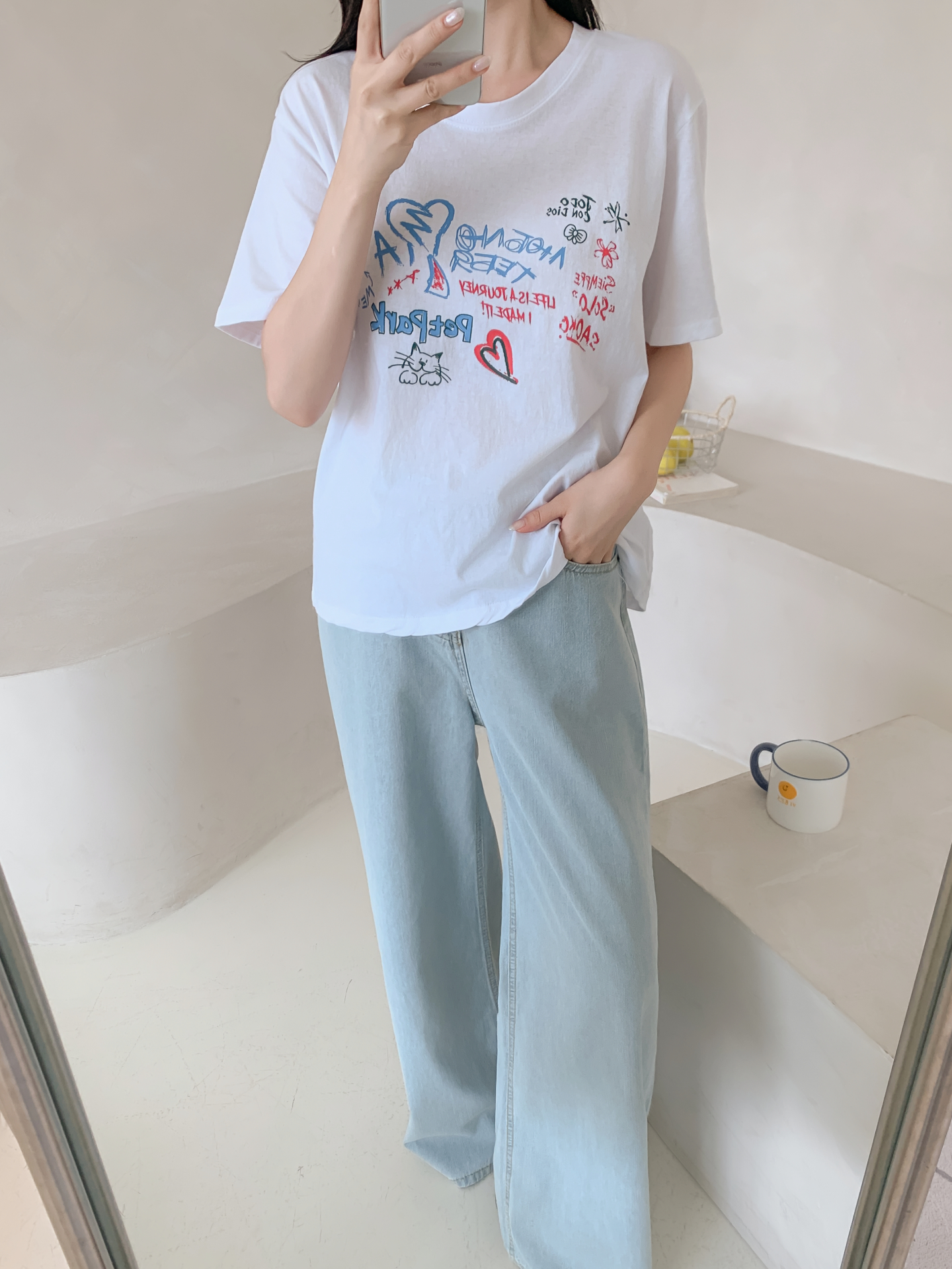 コットンラウンドネックルーズ半袖ロゴTシャツ | 詳細画像17
