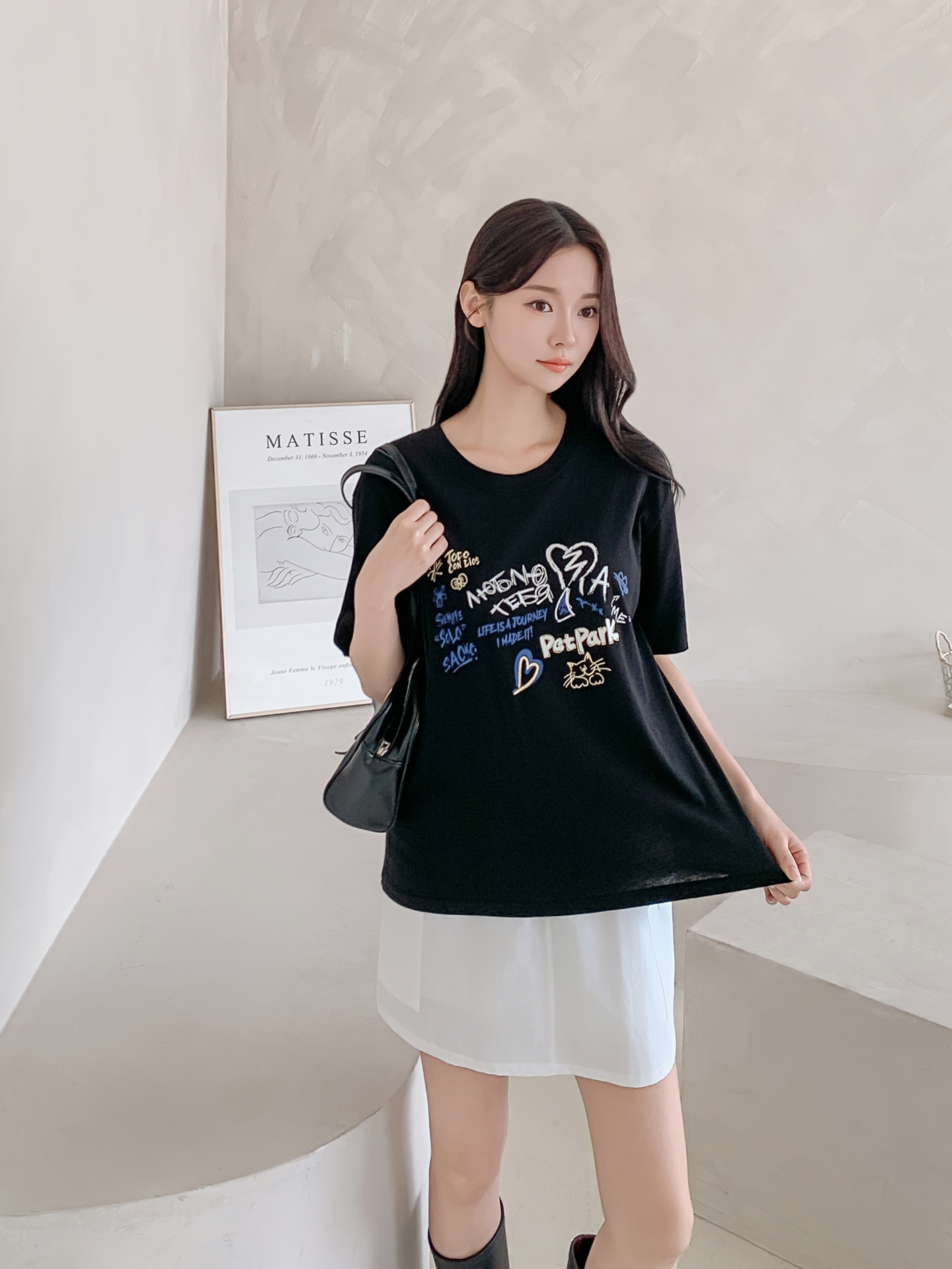 コットンラウンドネックルーズ半袖ロゴTシャツ | 詳細画像21