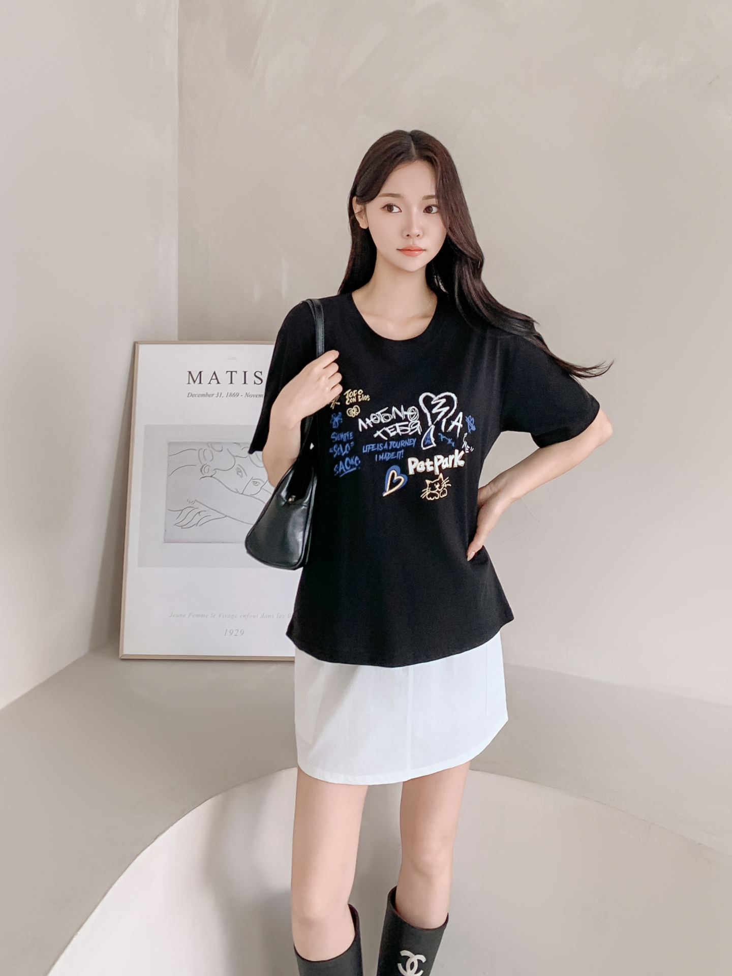 コットンラウンドネックルーズ半袖ロゴTシャツ | 詳細画像23