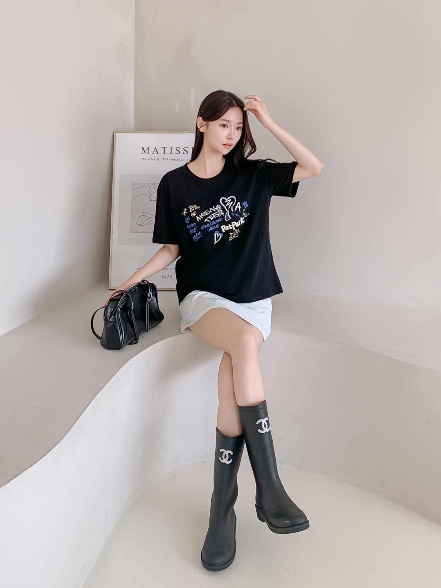 コットンラウンドネックルーズ半袖ロゴTシャツ | 詳細画像28