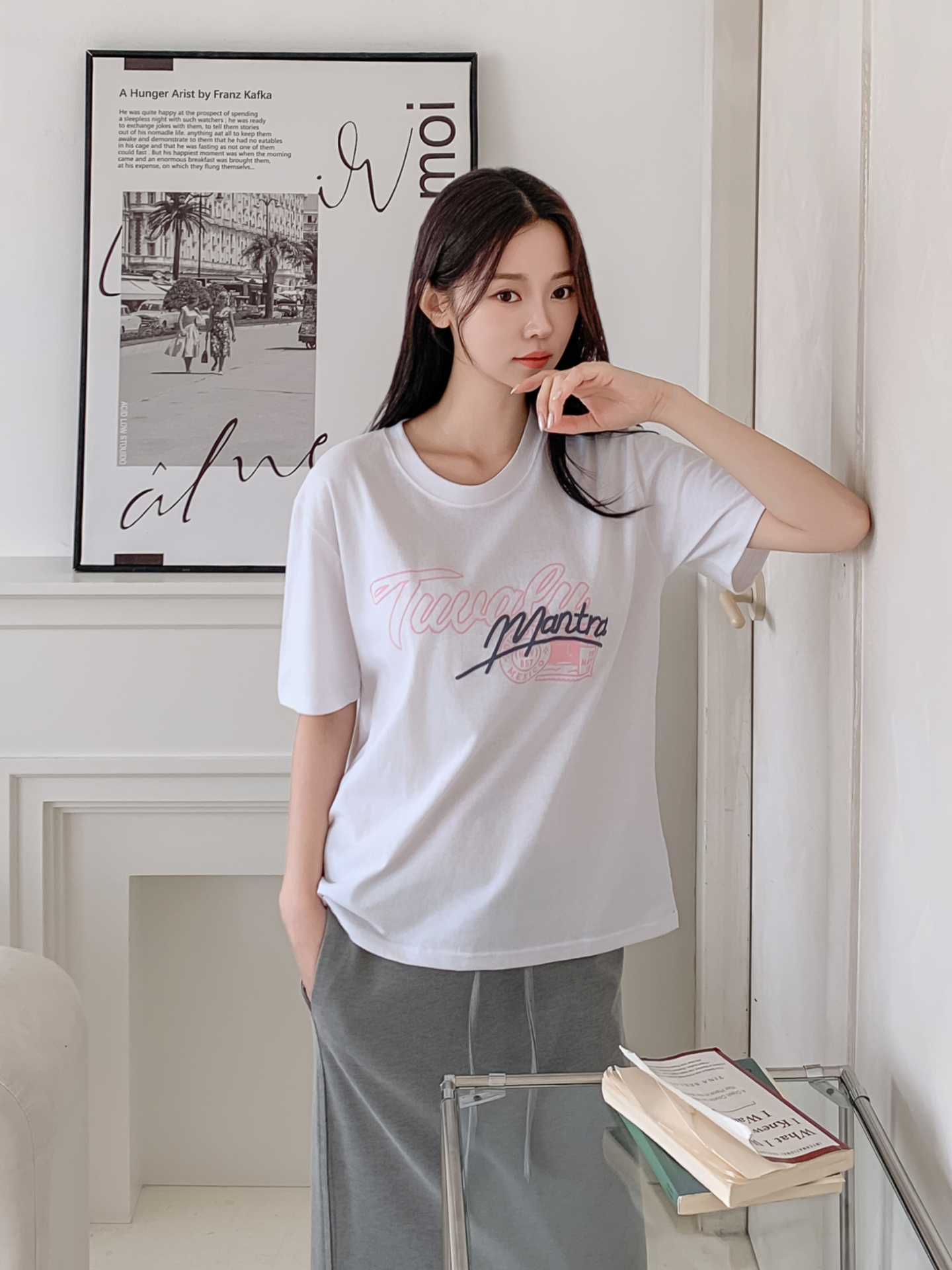 コットンラウンドネックベーシックルーズ半袖ロゴTシャツ | 詳細画像10