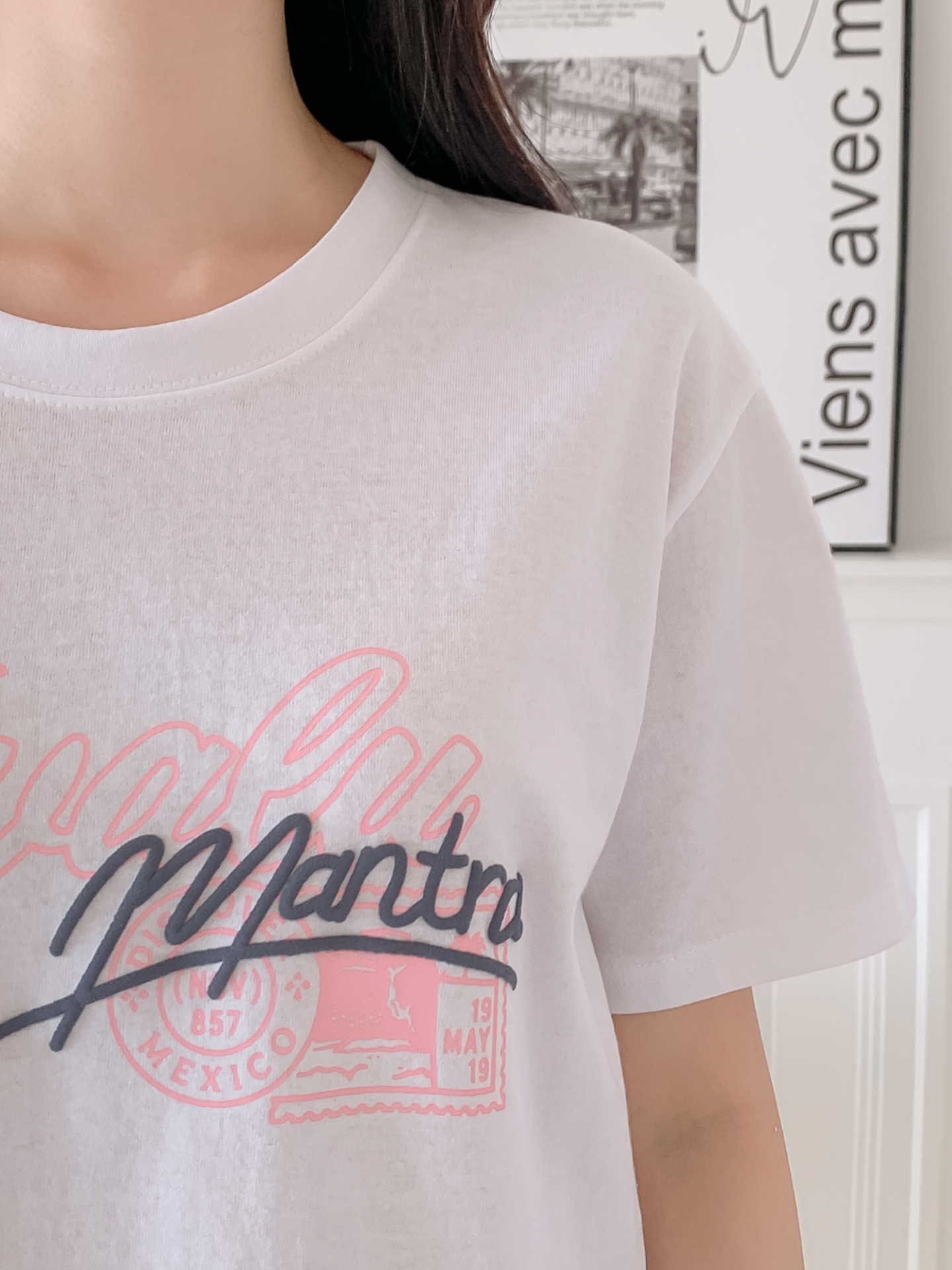 コットンラウンドネックベーシックルーズ半袖ロゴTシャツ | 詳細画像11