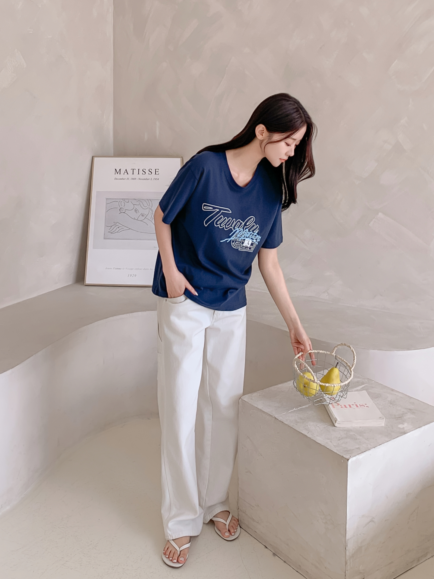 コットンラウンドネックベーシックルーズ半袖ロゴTシャツ | 詳細画像22
