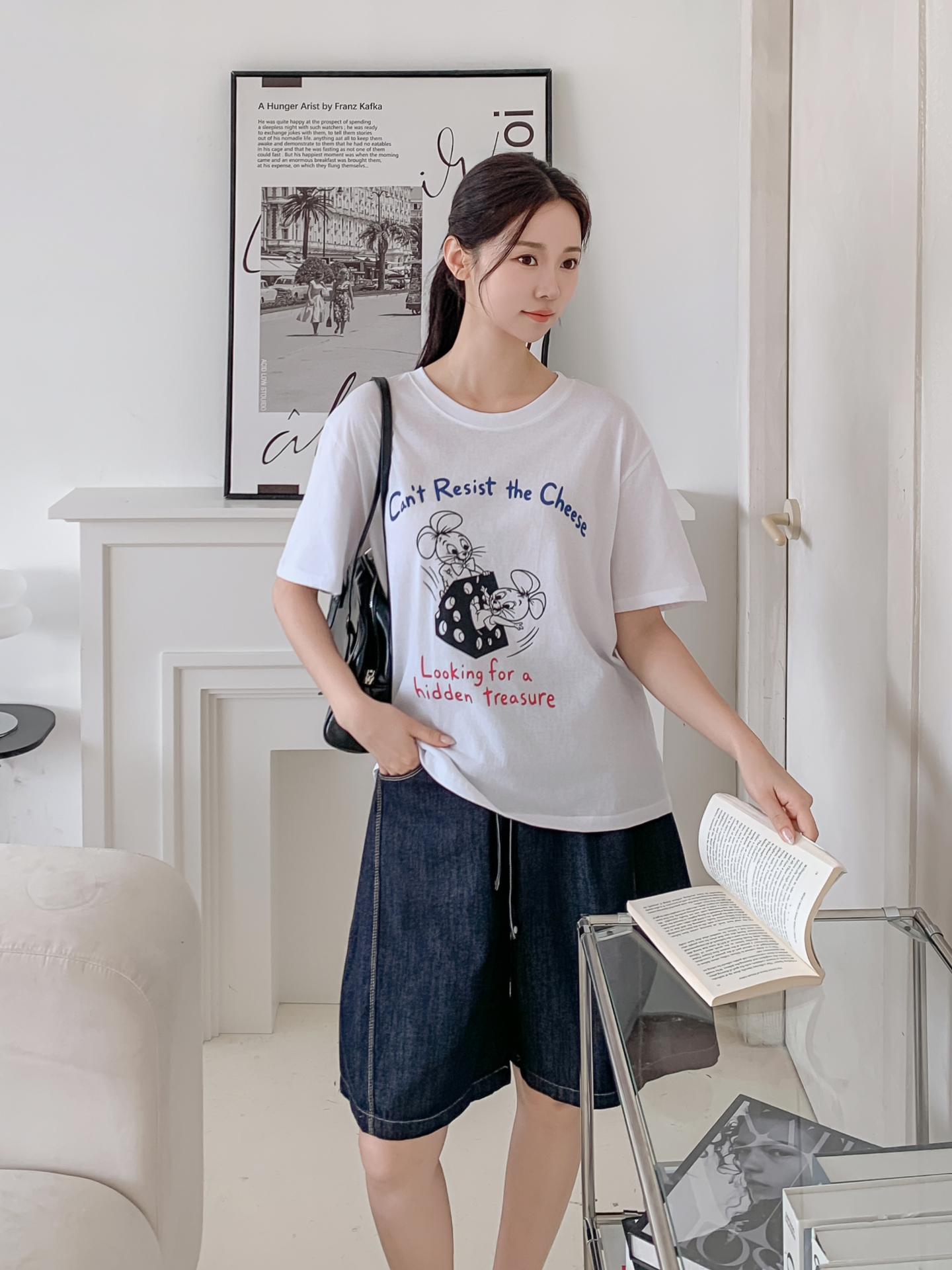 コットンラウンドネックボクシールーズ半袖ロゴTシャツ | 詳細画像2