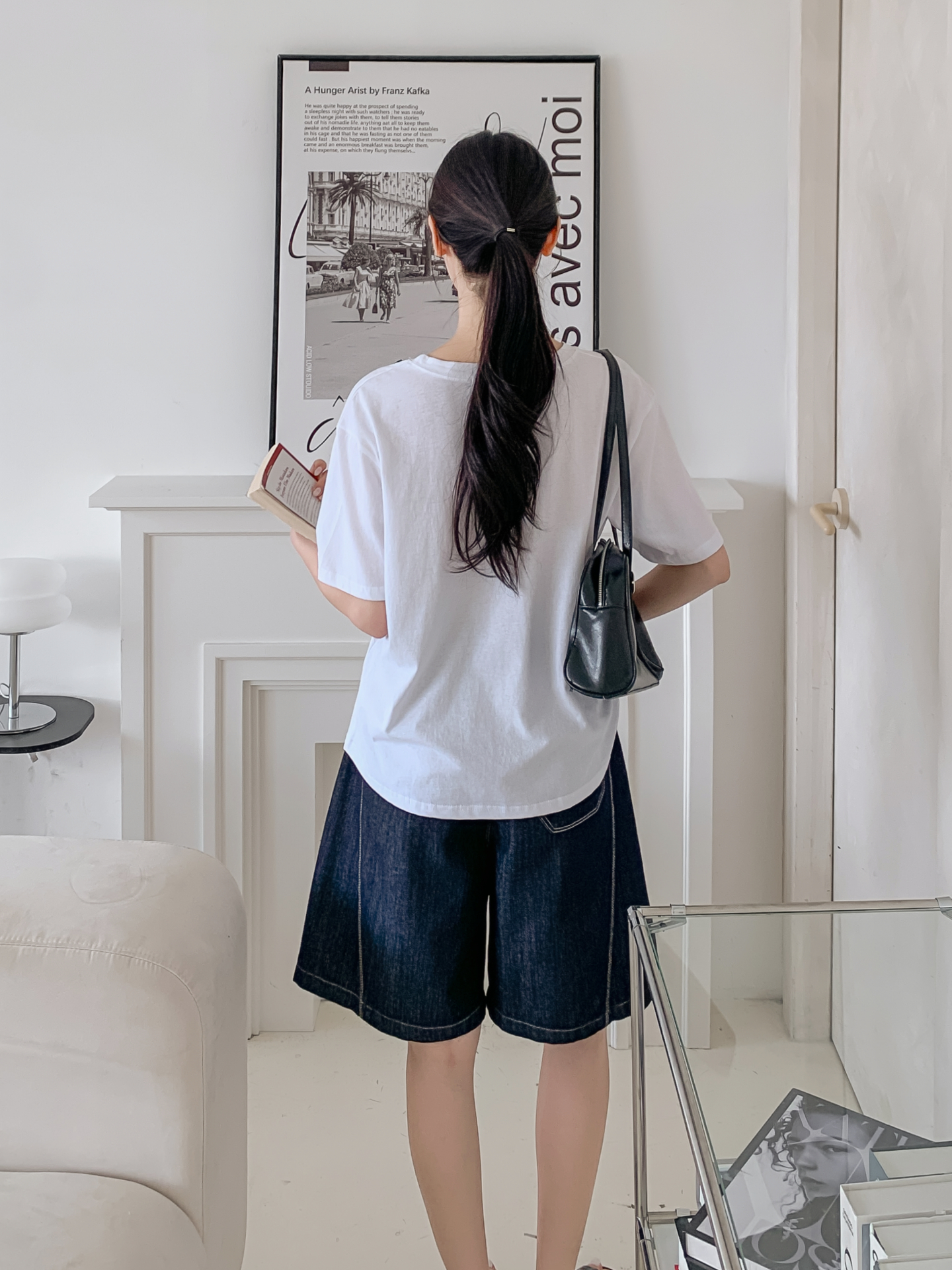 コットンラウンドネックボクシールーズ半袖ロゴTシャツ | 詳細画像4