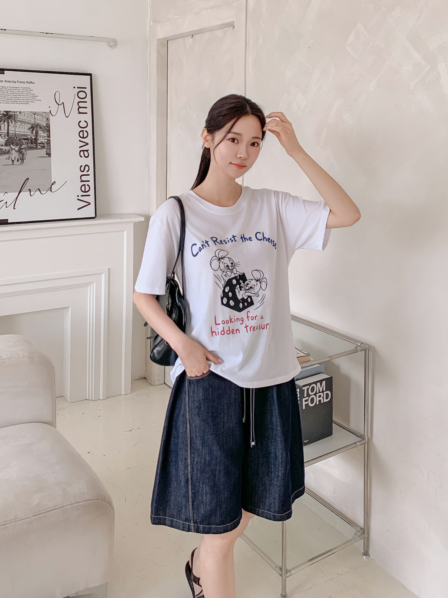 コットンラウンドネックボクシールーズ半袖ロゴTシャツ | 詳細画像5