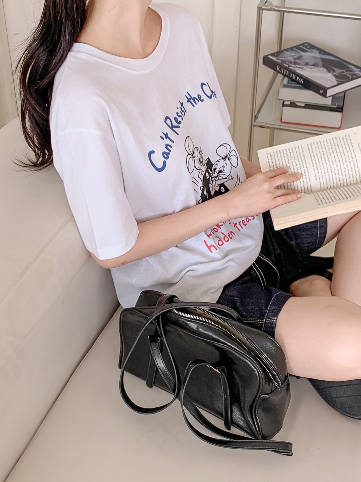 コットンラウンドネックボクシールーズ半袖ロゴTシャツ | 詳細画像9