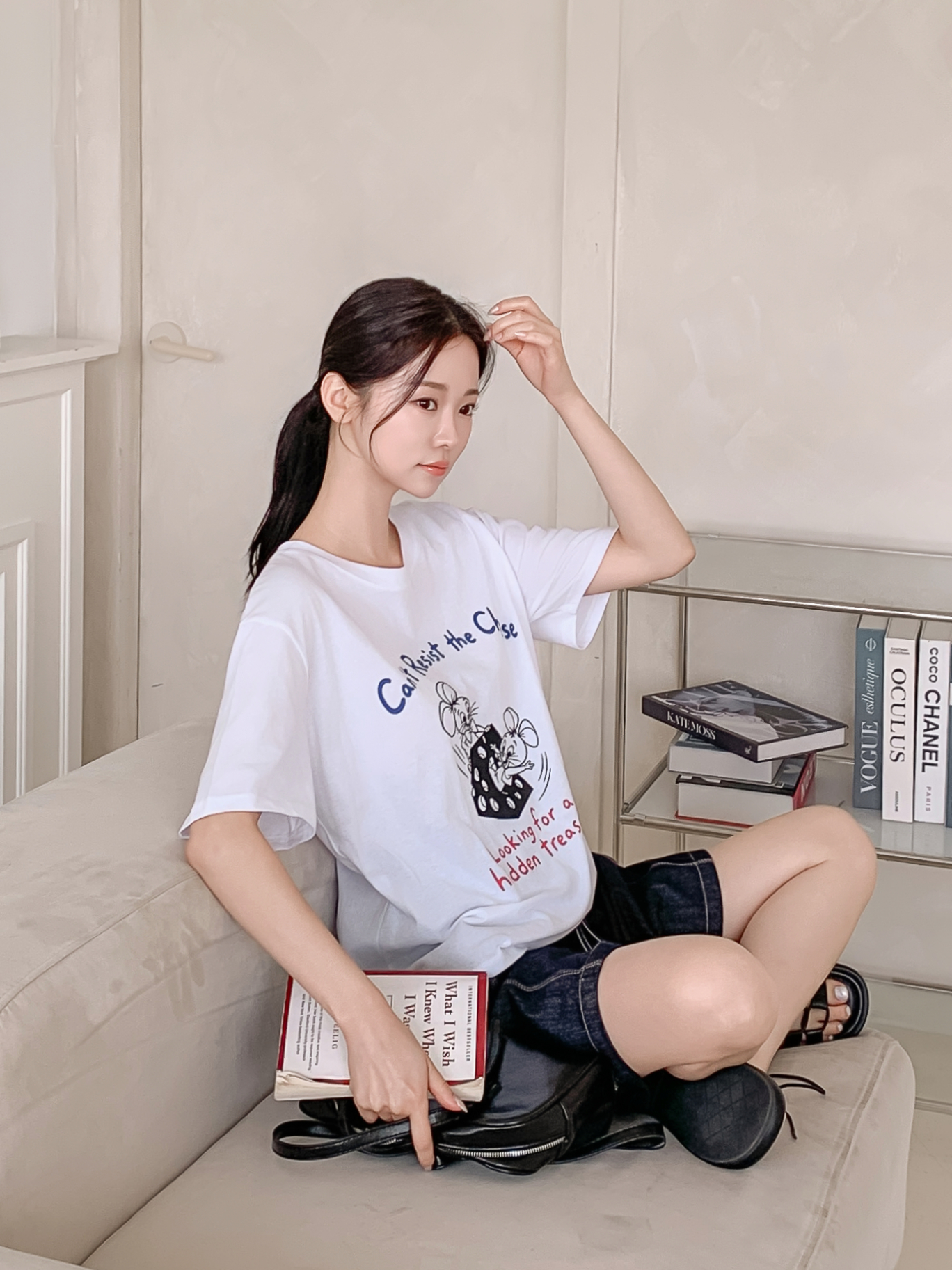 コットンラウンドネックボクシールーズ半袖ロゴTシャツ | 詳細画像10