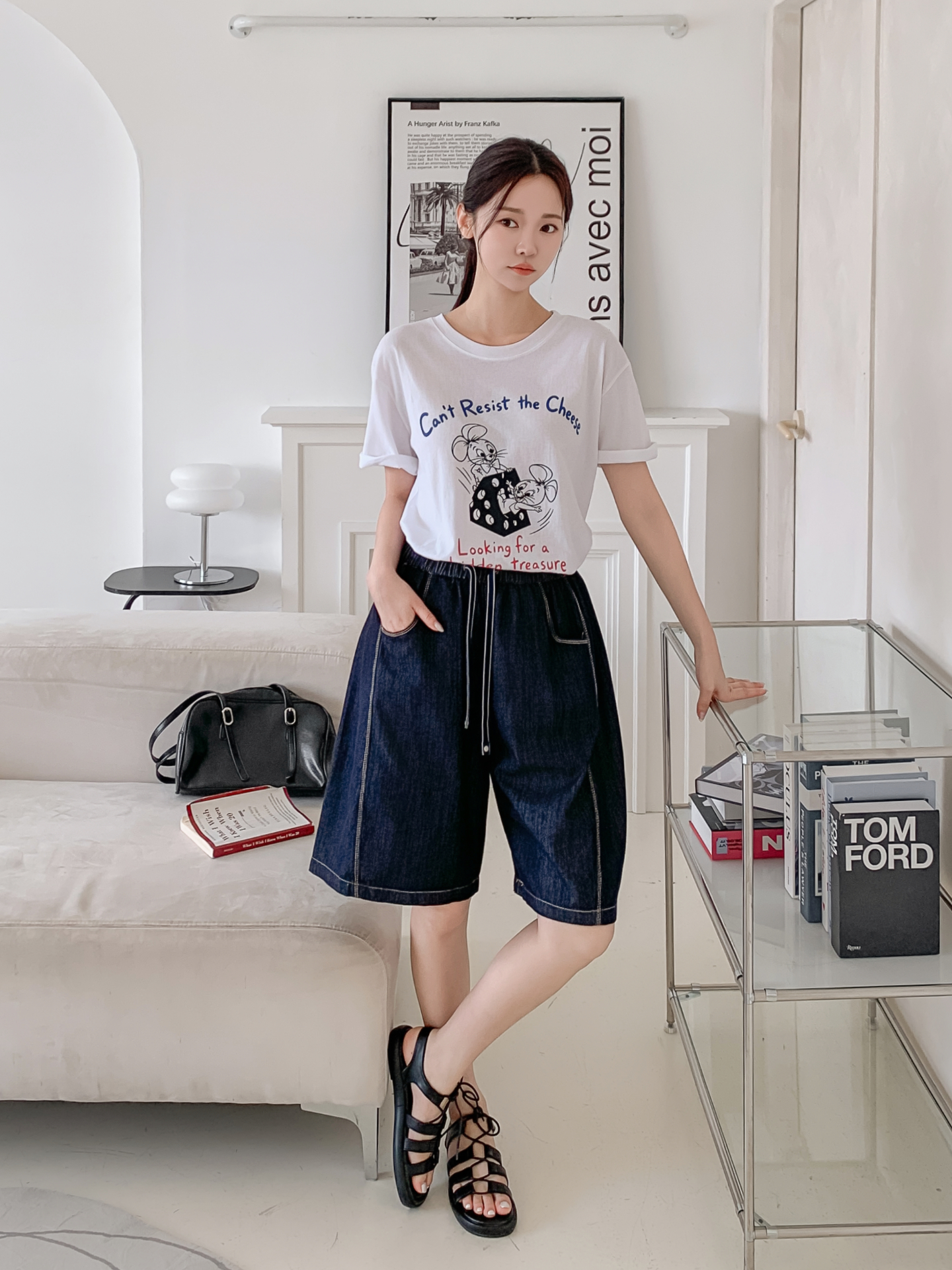 コットンラウンドネックボクシールーズ半袖ロゴTシャツ | 詳細画像15
