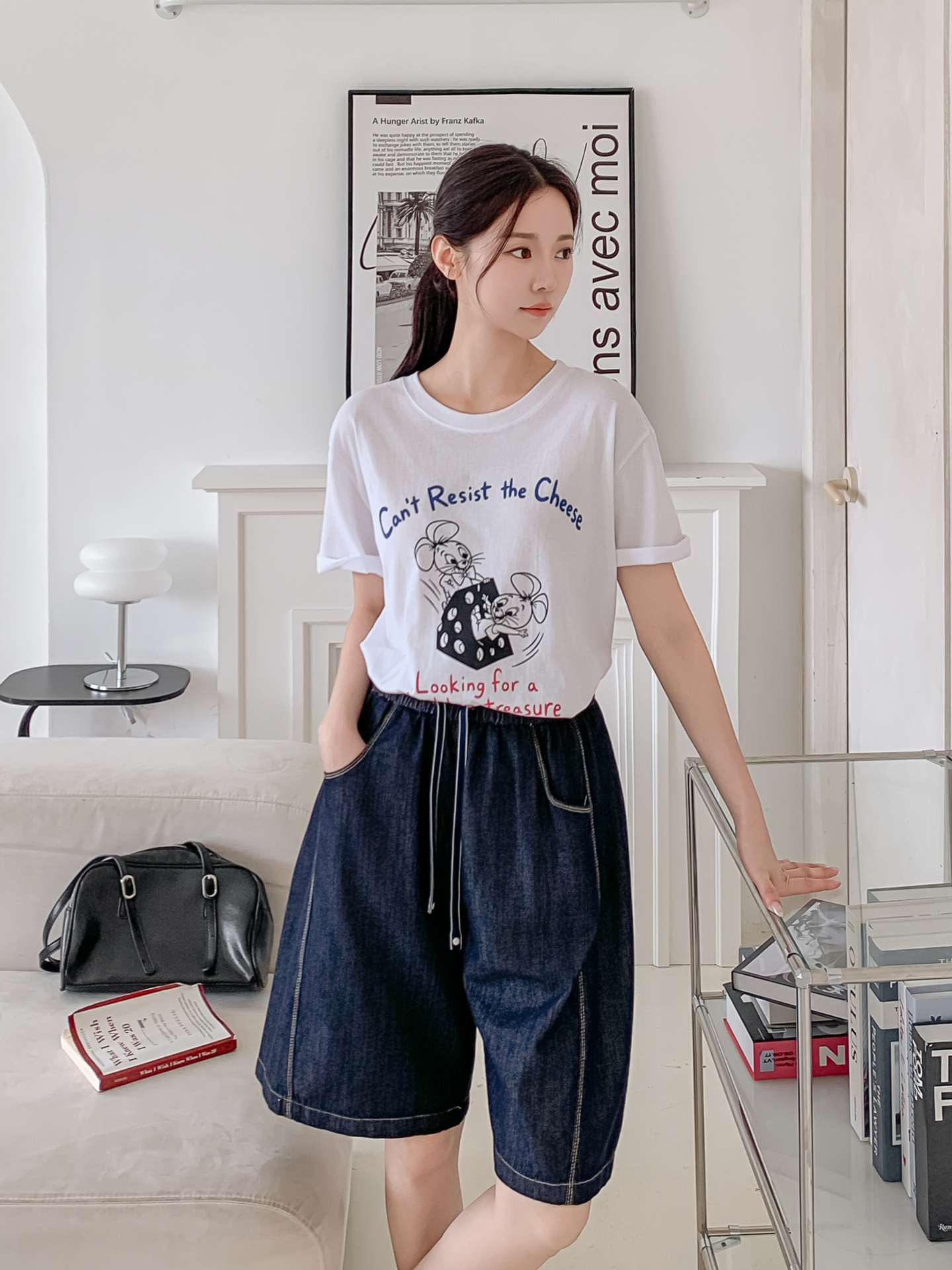 コットンラウンドネックボクシールーズ半袖ロゴTシャツ | 詳細画像17