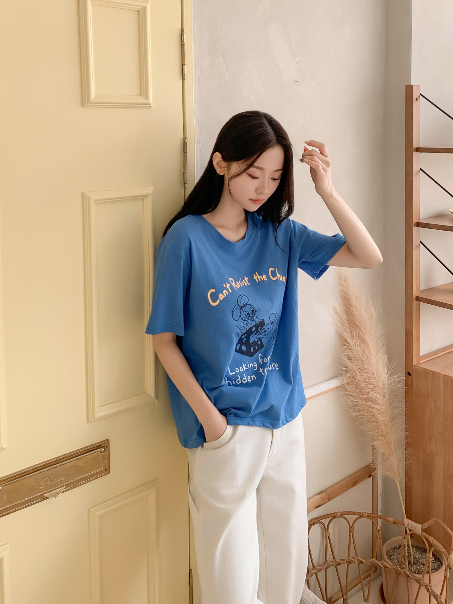 コットンラウンドネックボクシールーズ半袖ロゴTシャツ | 詳細画像31