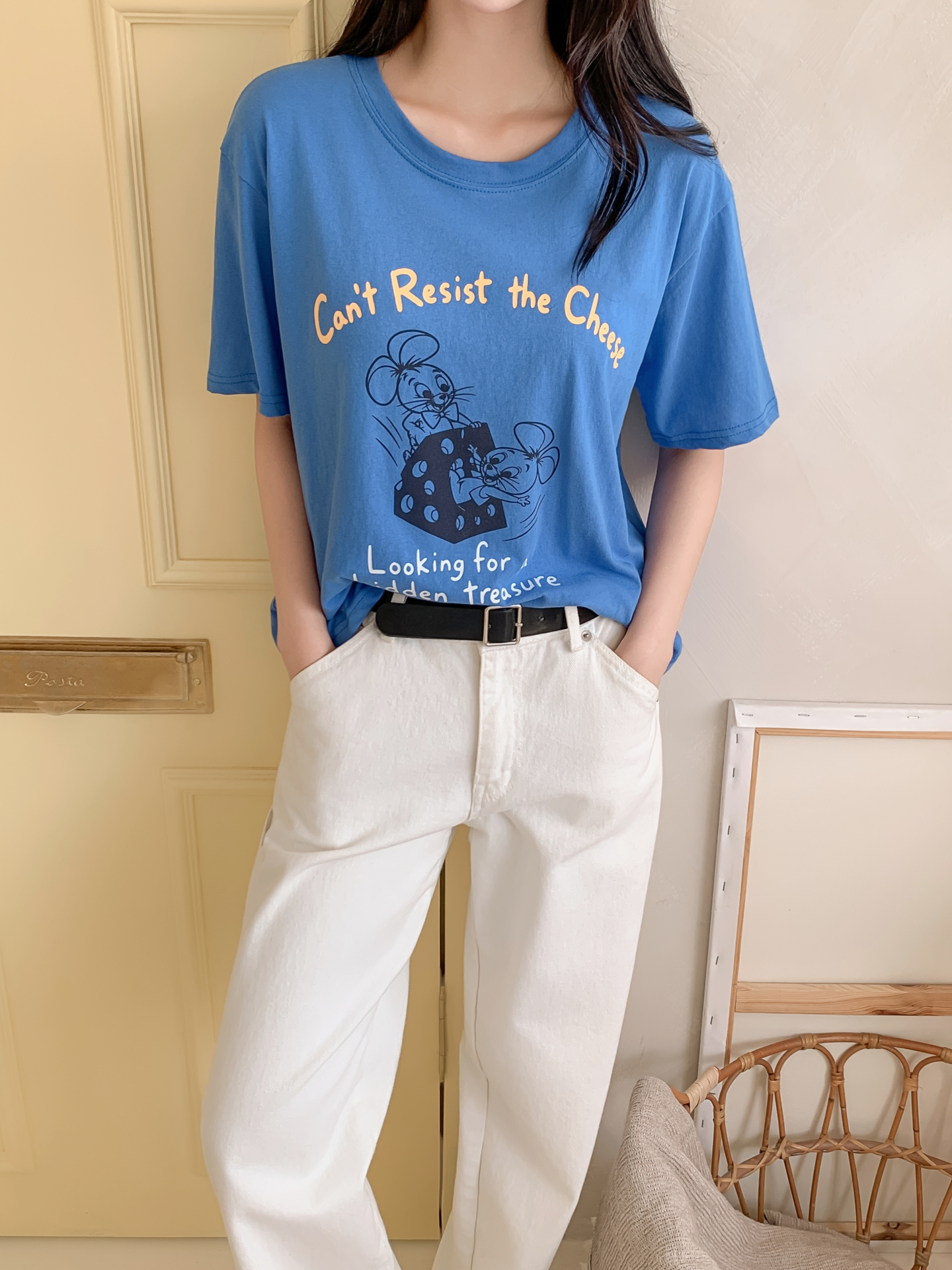 コットンラウンドネックボクシールーズ半袖ロゴTシャツ | 詳細画像33