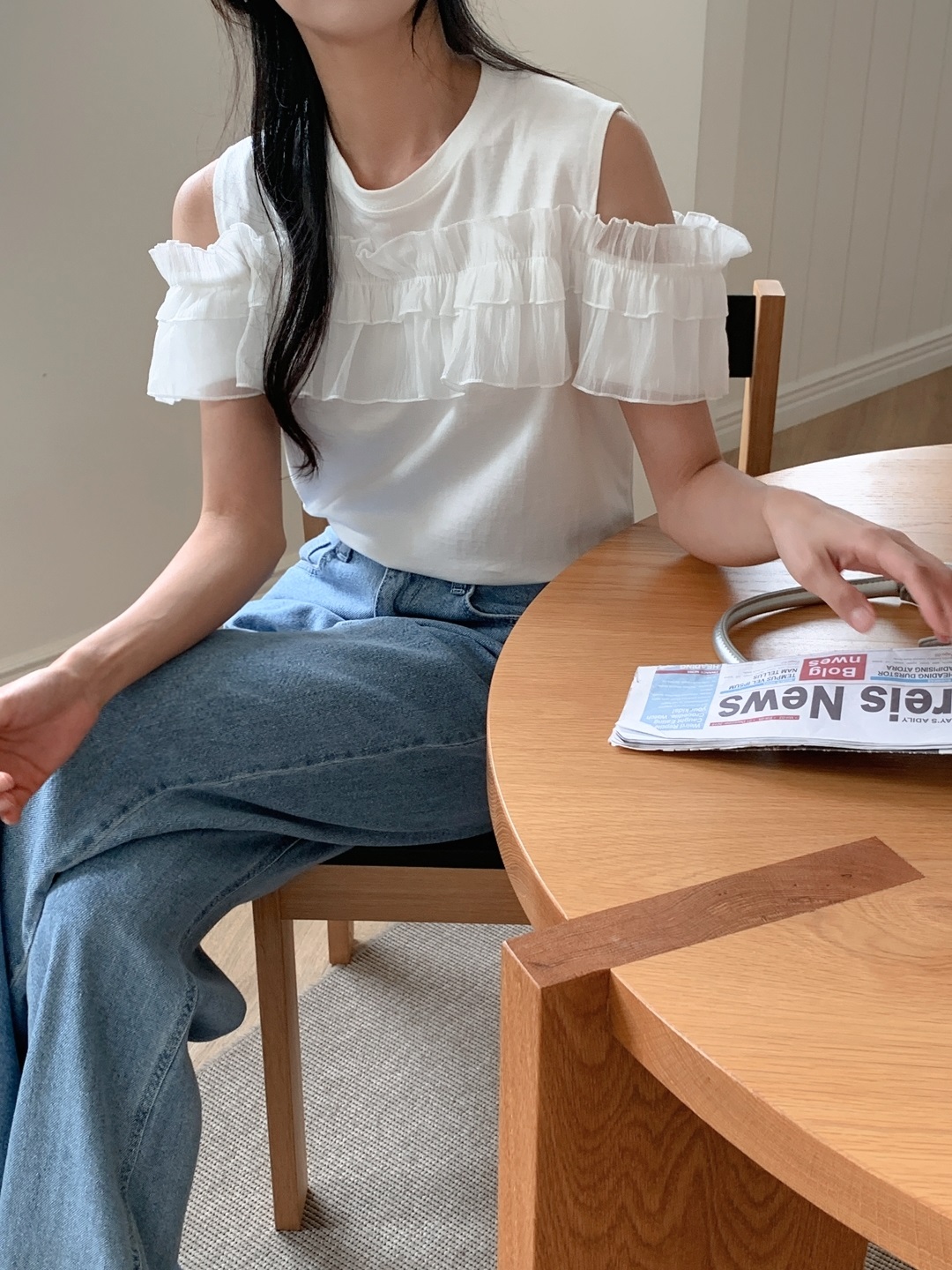 コットンフリルオープンショルダーTシャツ | 詳細画像7