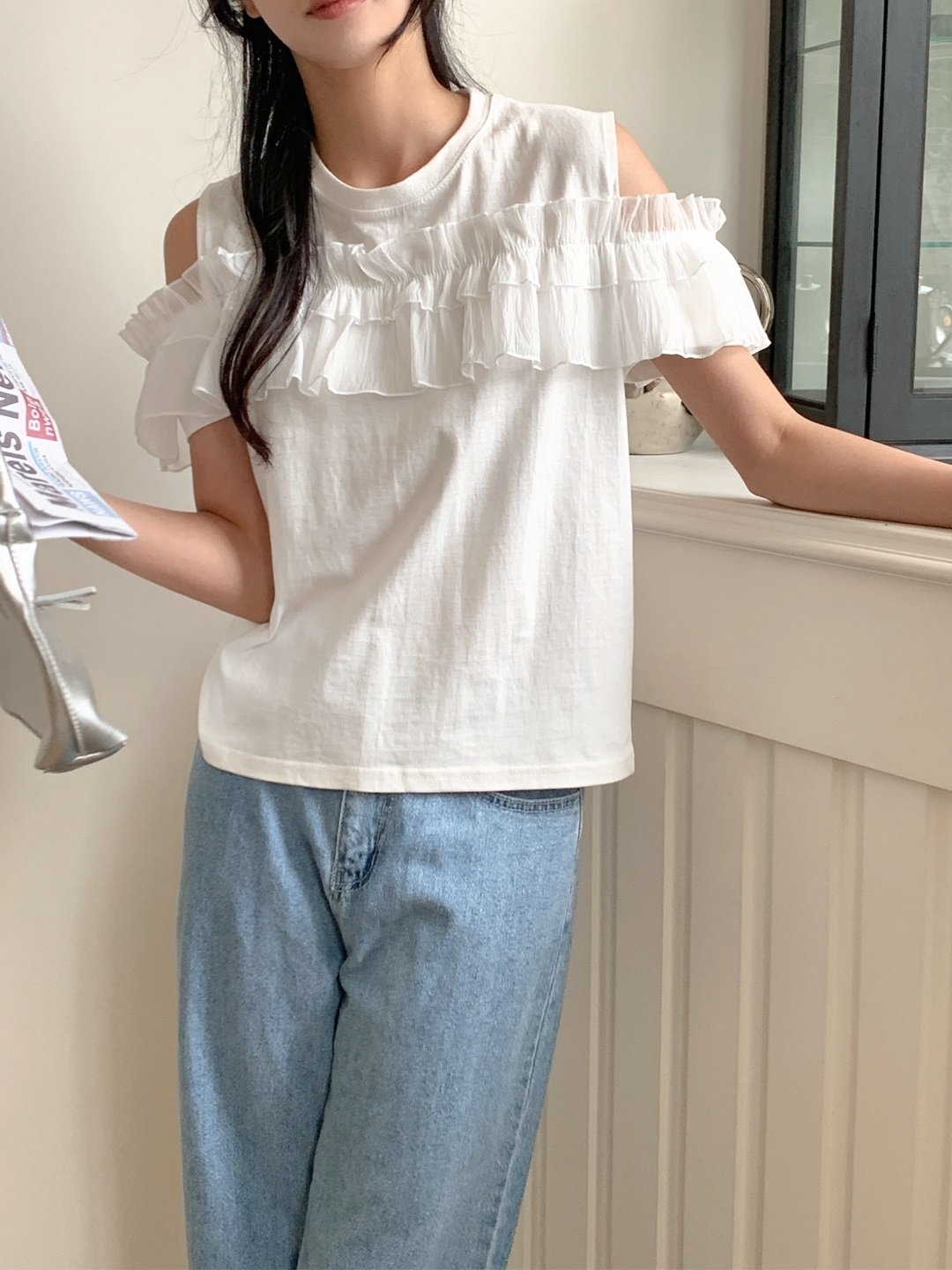コットンフリルオープンショルダーTシャツ | 詳細画像10